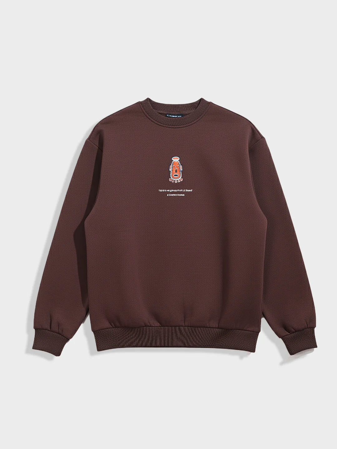 Men's Brown Relaxed Fit Embroided Casual Sweatshirt - Image 3