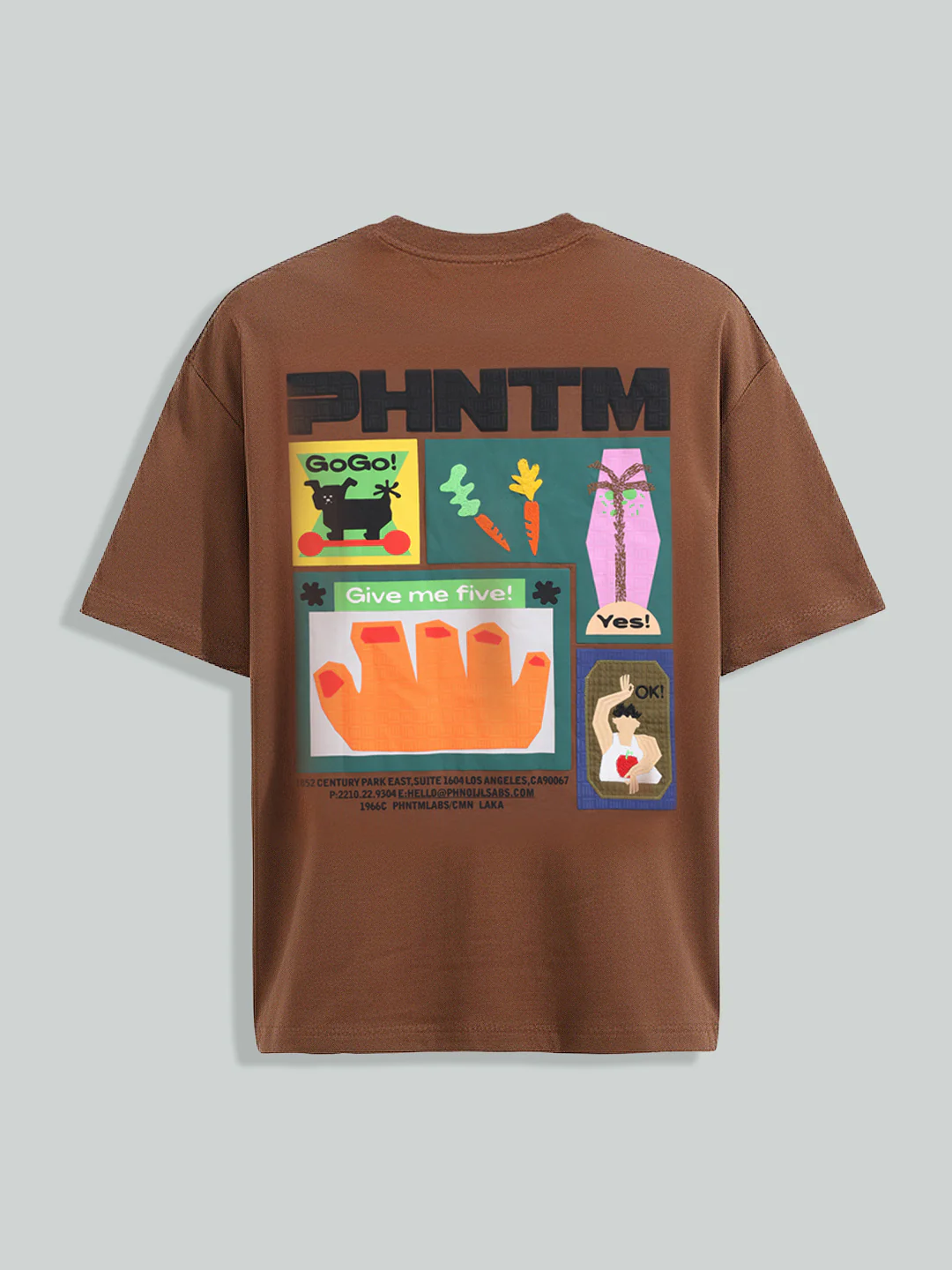 Men's Brown Relaxed Fit Embroided 240 GSM Casual T-Shirt - Image 6