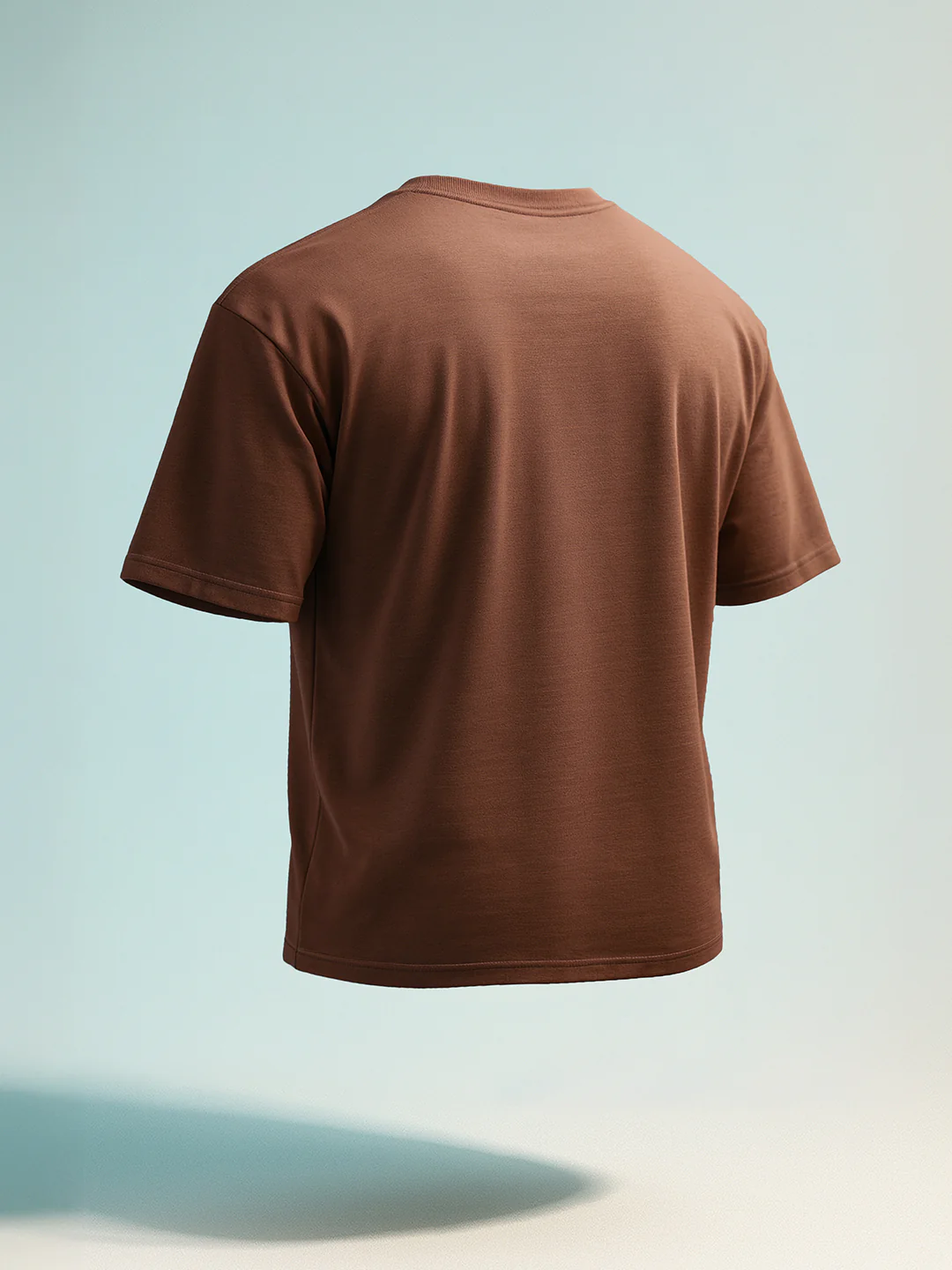 Men's Brown Relaxed Fit Embroided 240 GSM Casual T-Shirt - Image 2
