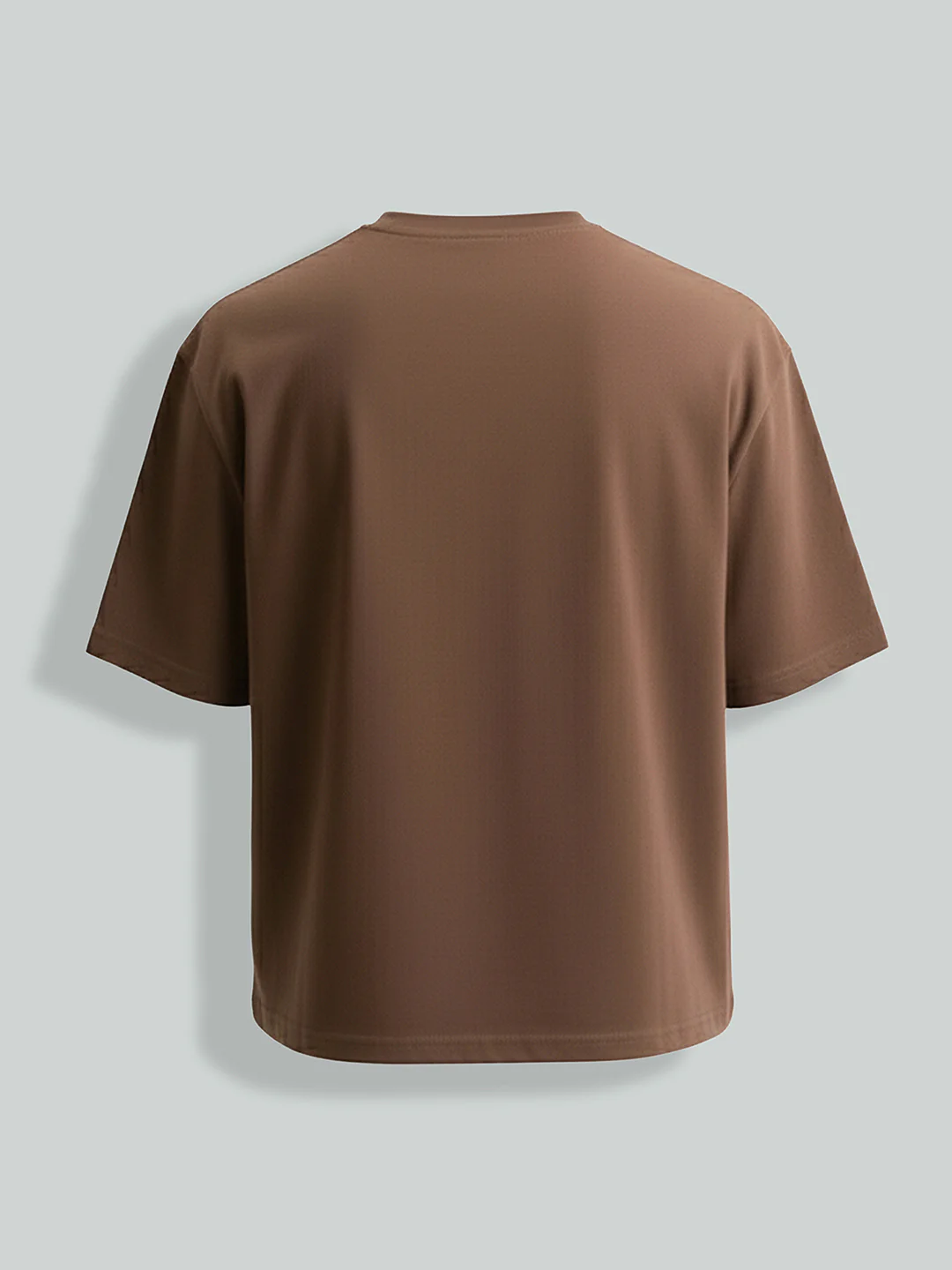 Men's Brown Relaxed Fit Embroided 240 GSM Casual T-Shirt - Image 6