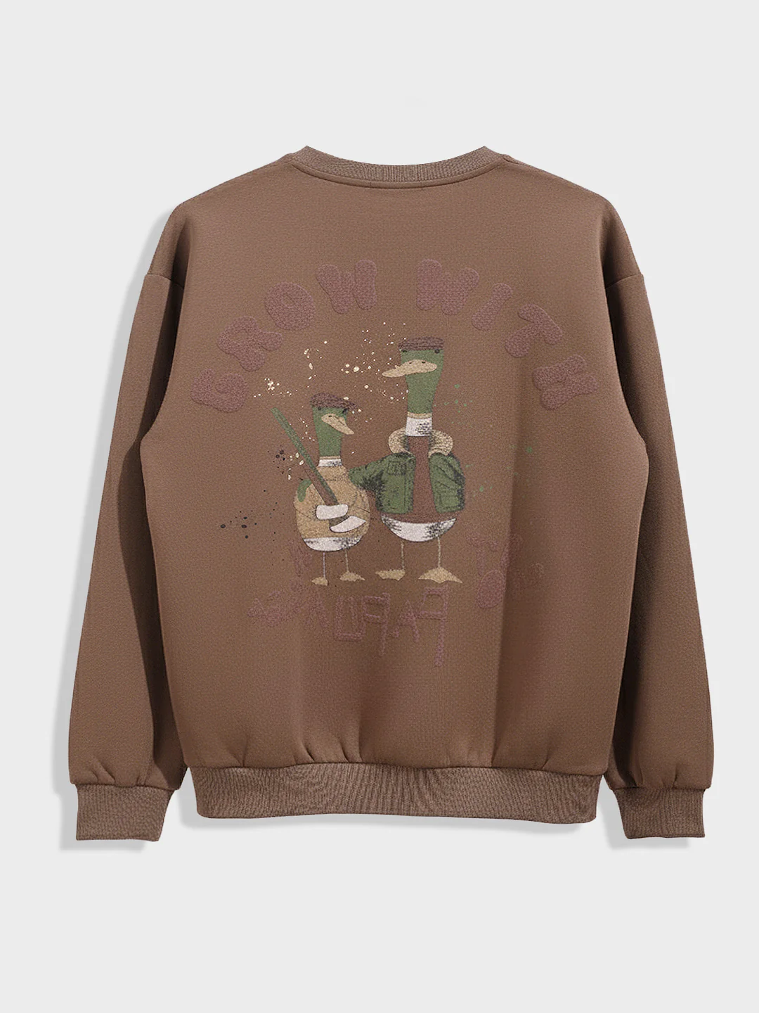 Men's Brown Relaxed Fit Graphic Printed Casual Sweatshirt - Image 4