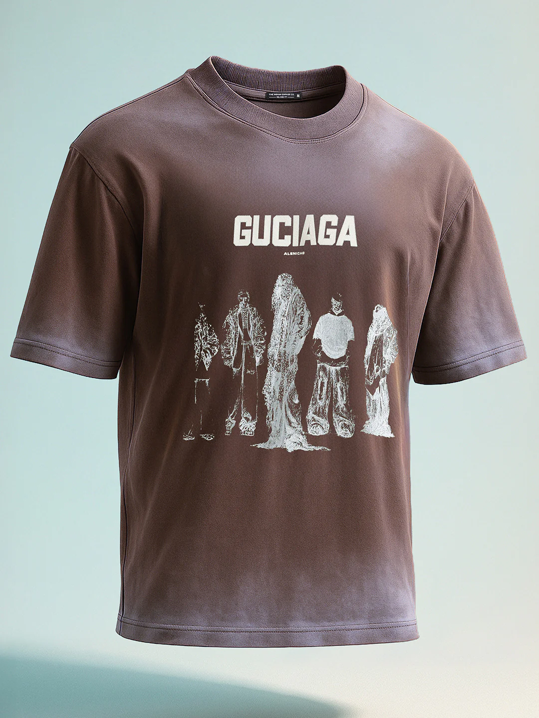 Men's Brown Relaxed Fit Graphic Printed 240 GSM Street Wear T-Shirt - Image 2