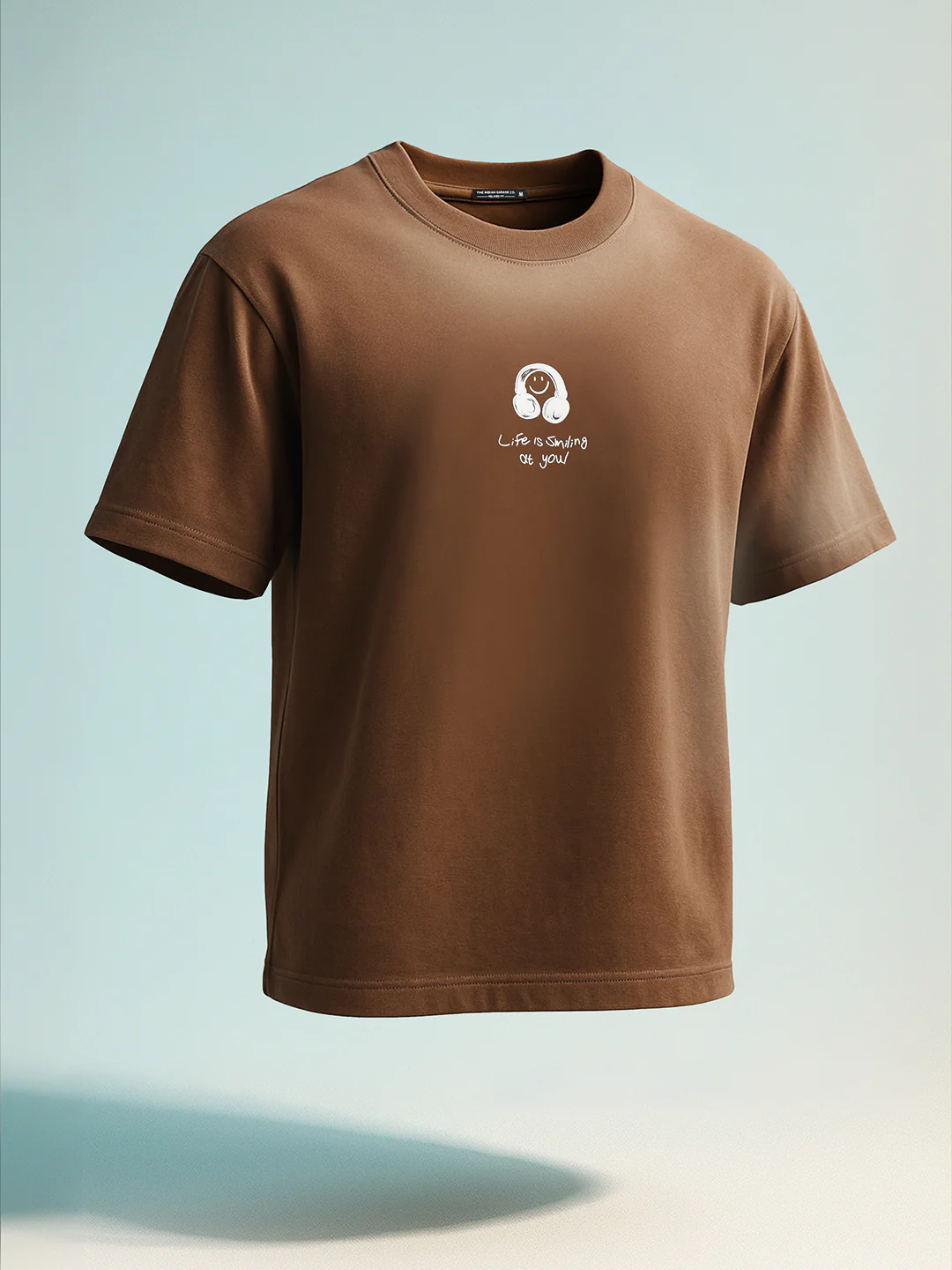 Men's Brown Relaxed Fit Graphic Printed 240 GSM Street Wear T-Shirt - Image 2