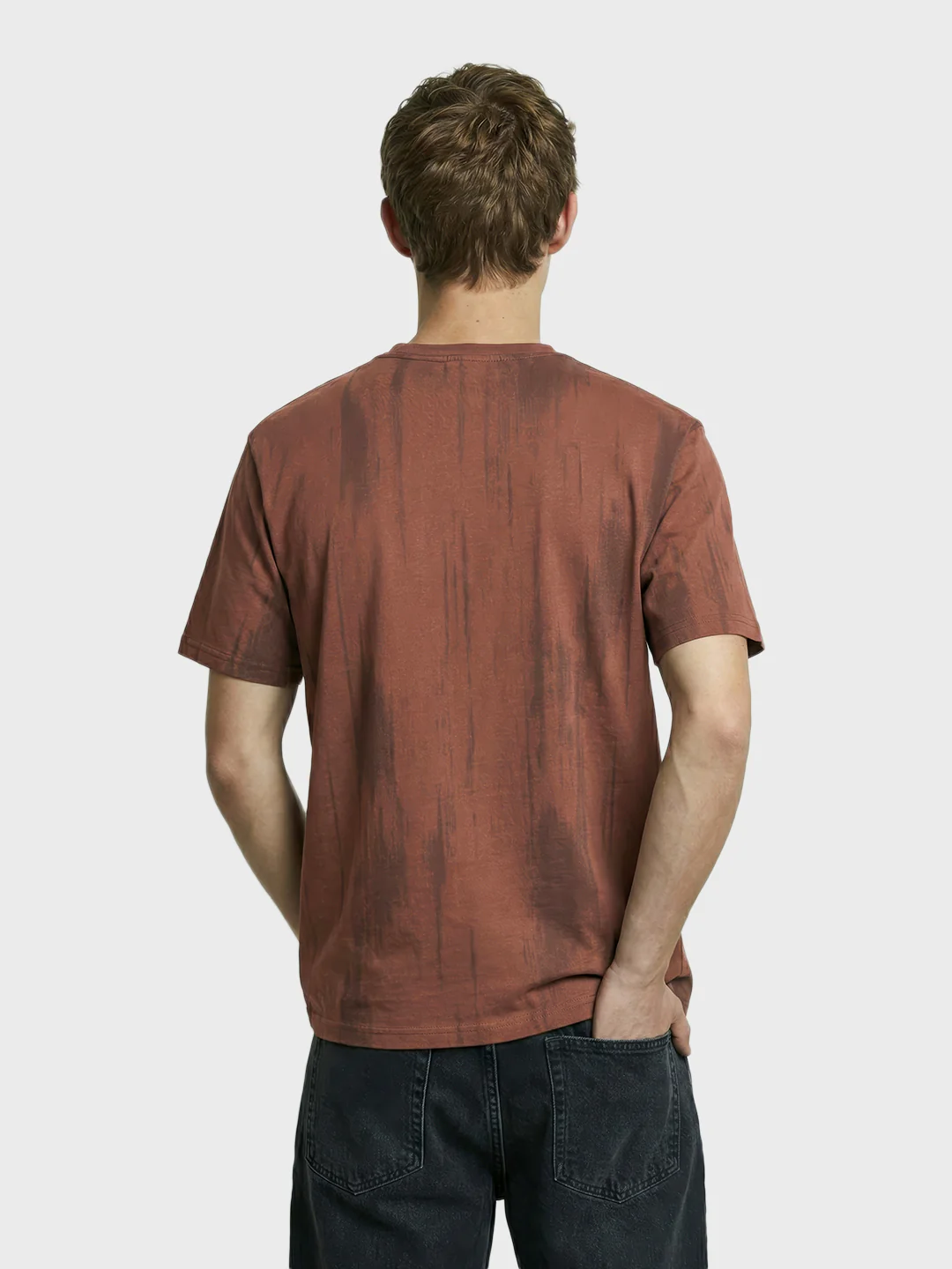 Men's Brown Relaxed Fit Printed Casual T-Shirts - Image 3