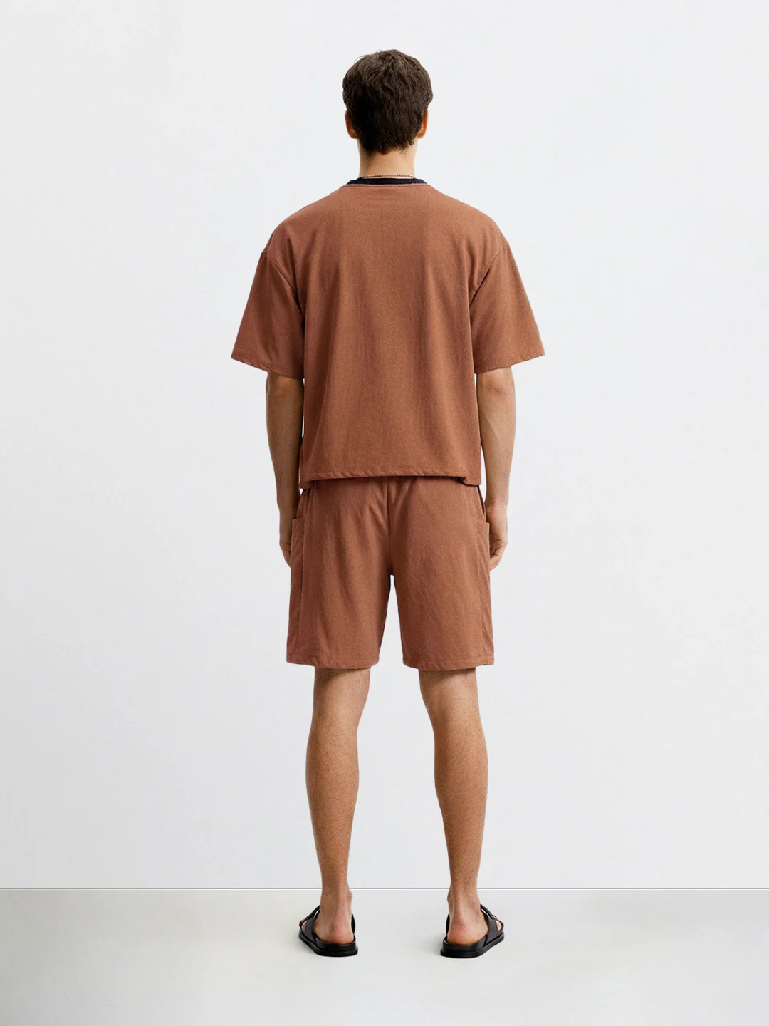 Men's Brown Relaxed Fit Solid Casual Coordinates - Image 2