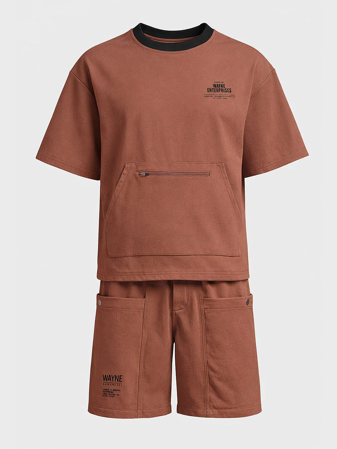 Men's Brown Relaxed Fit Solid Casual Coordinates - Image 3