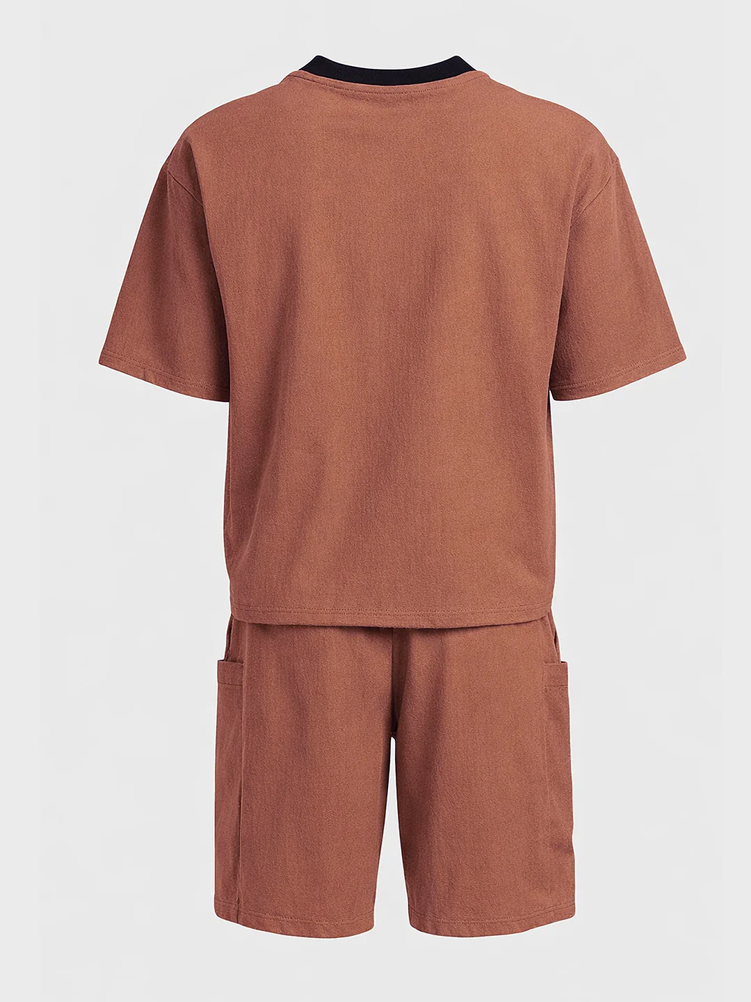 Men's Brown Relaxed Fit Solid Casual Coordinates - Image 4