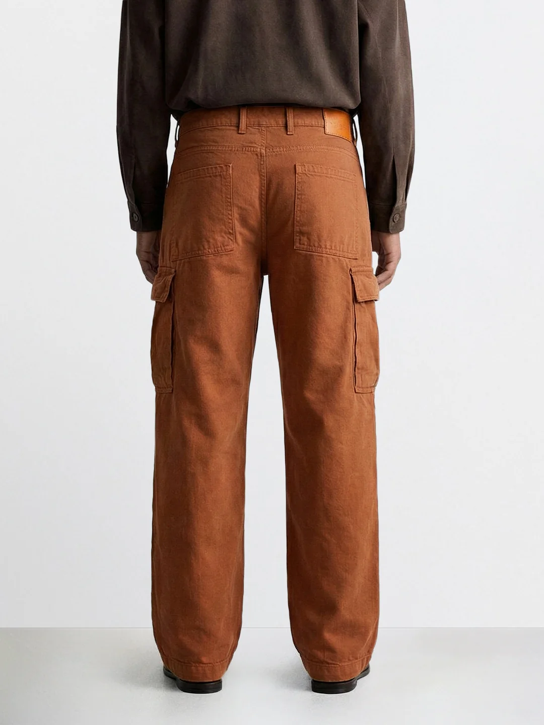 Men's Brown Relaxed Fit Solid Casual Jeans - Image 2