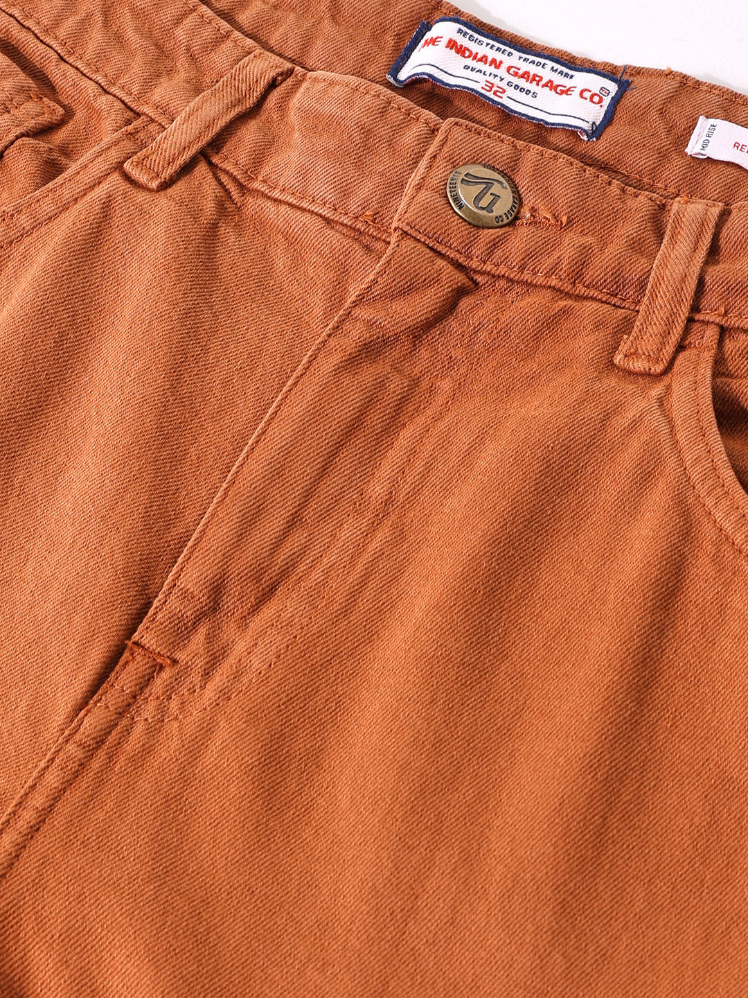 Men's Brown Relaxed Fit Solid Casual Jeans - Image 6