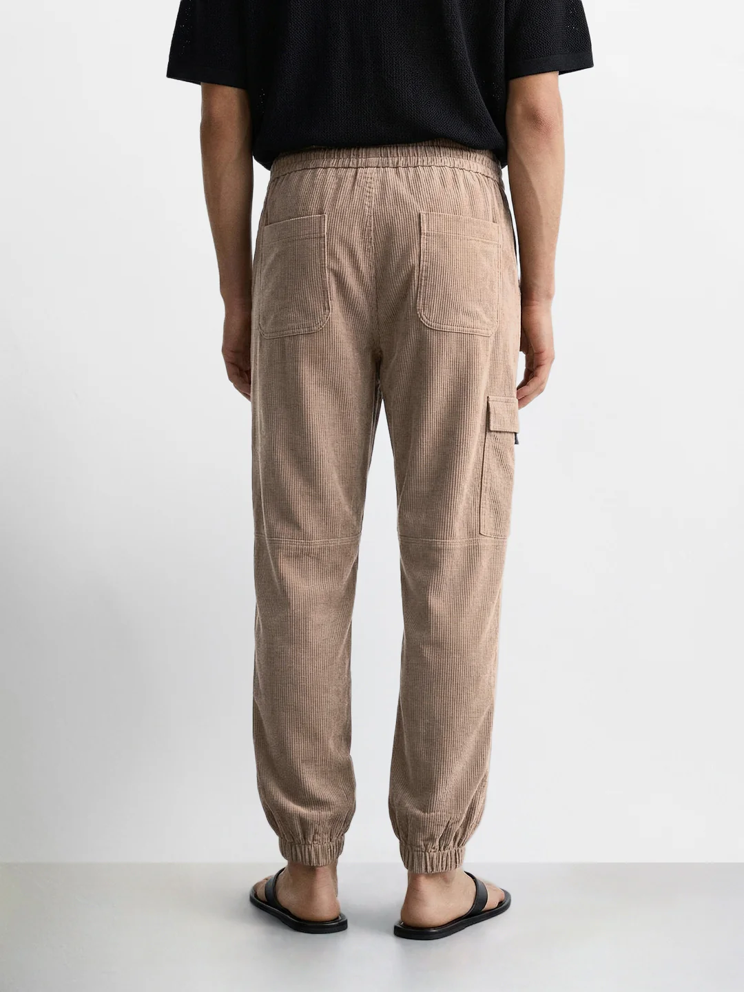 Men's Brown Relaxed Fit Solid Casual Joggers - Image 4