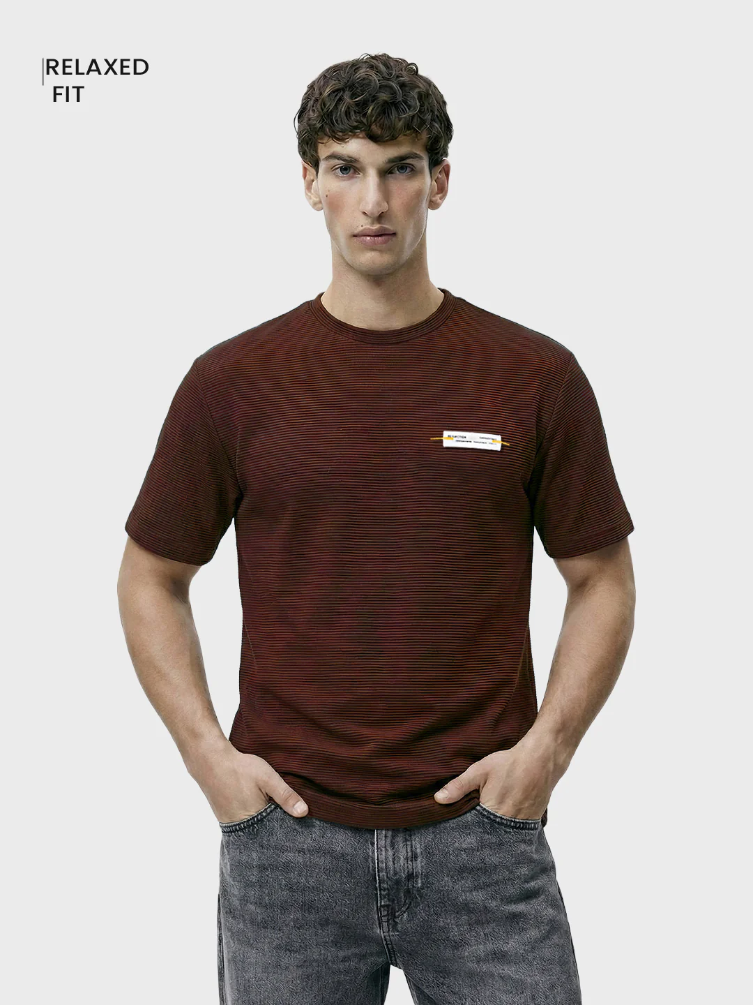Men's Brown Relaxed Fit Solid Casual T-Shirts - Image 2