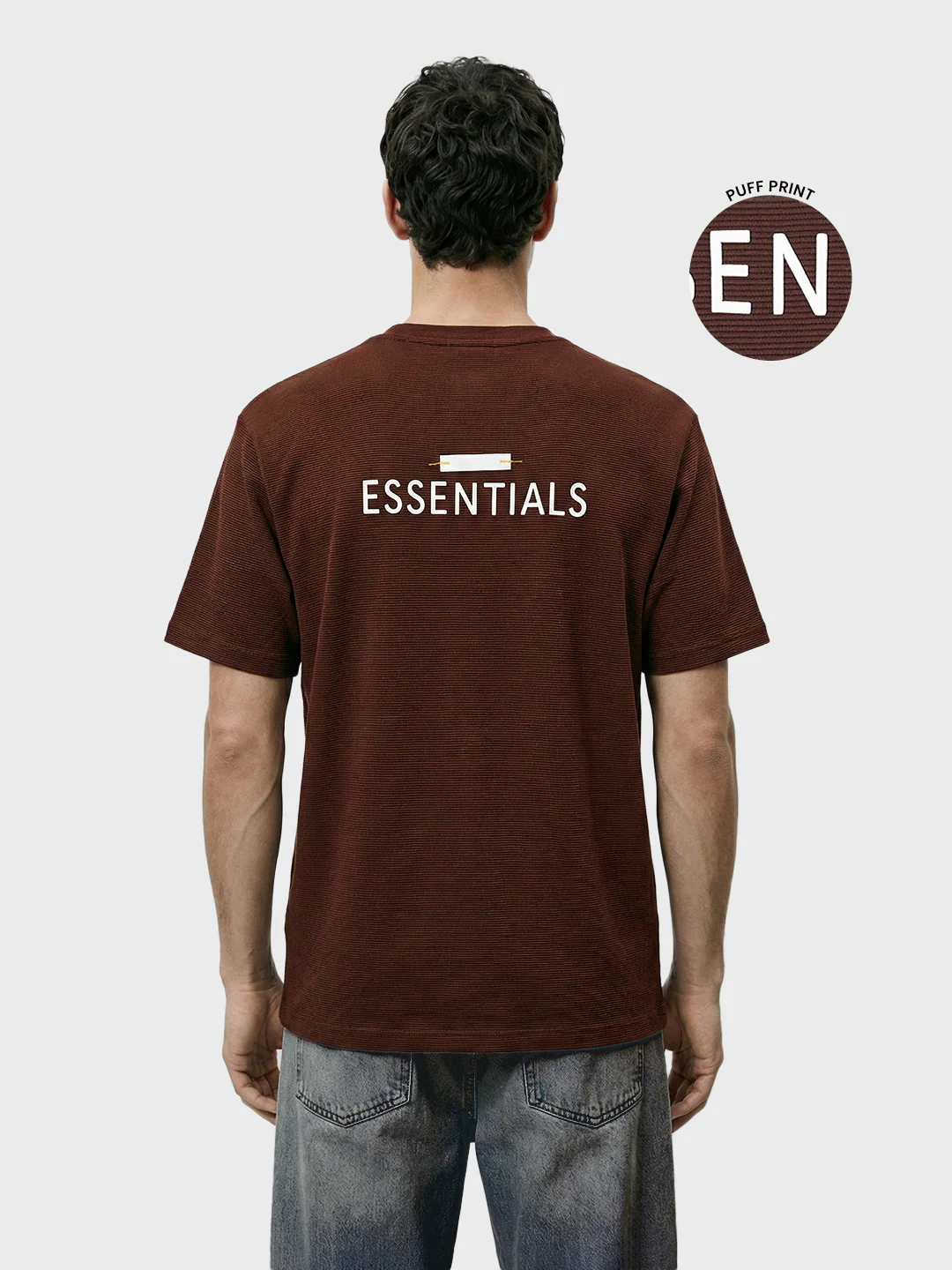 Men's Brown Relaxed Fit Solid Casual T-Shirts - Image 3