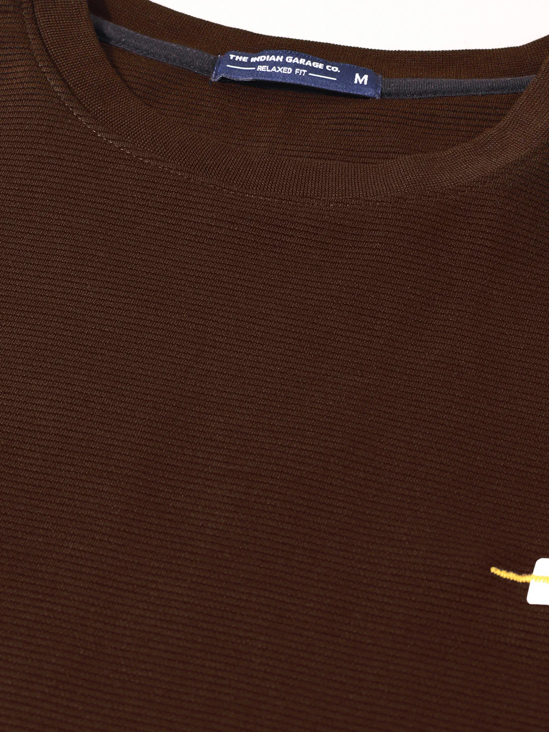Men's Brown Relaxed Fit Solid Casual T-Shirts - Image 6