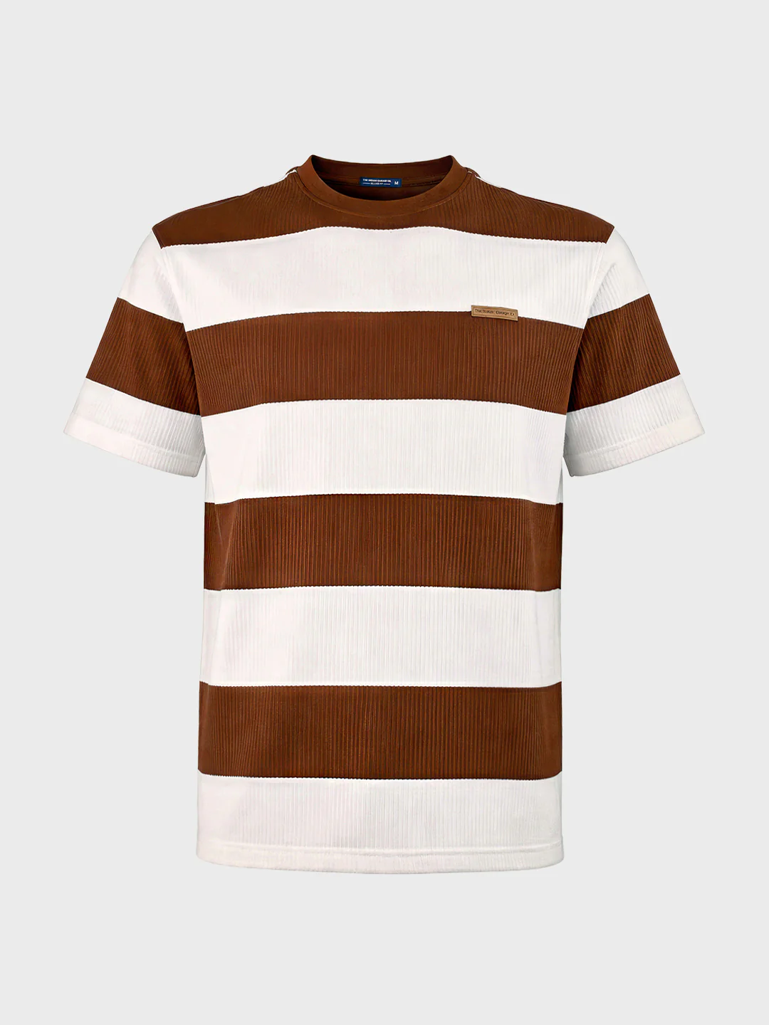 Men's Brown Relaxed Fit Solid Casual T-Shirts - Image 4