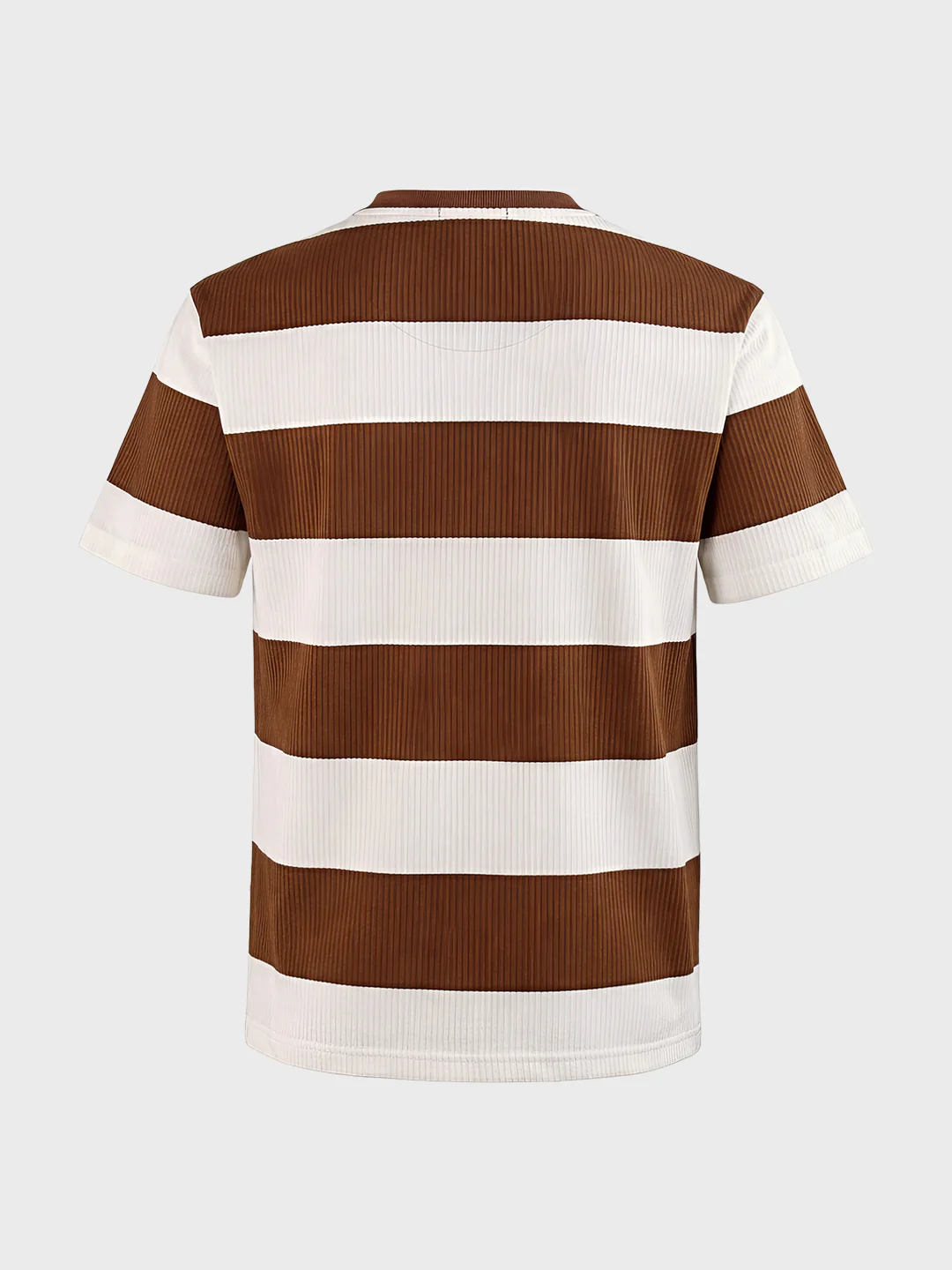 Men's Brown Relaxed Fit Solid Casual T-Shirts - Image 5