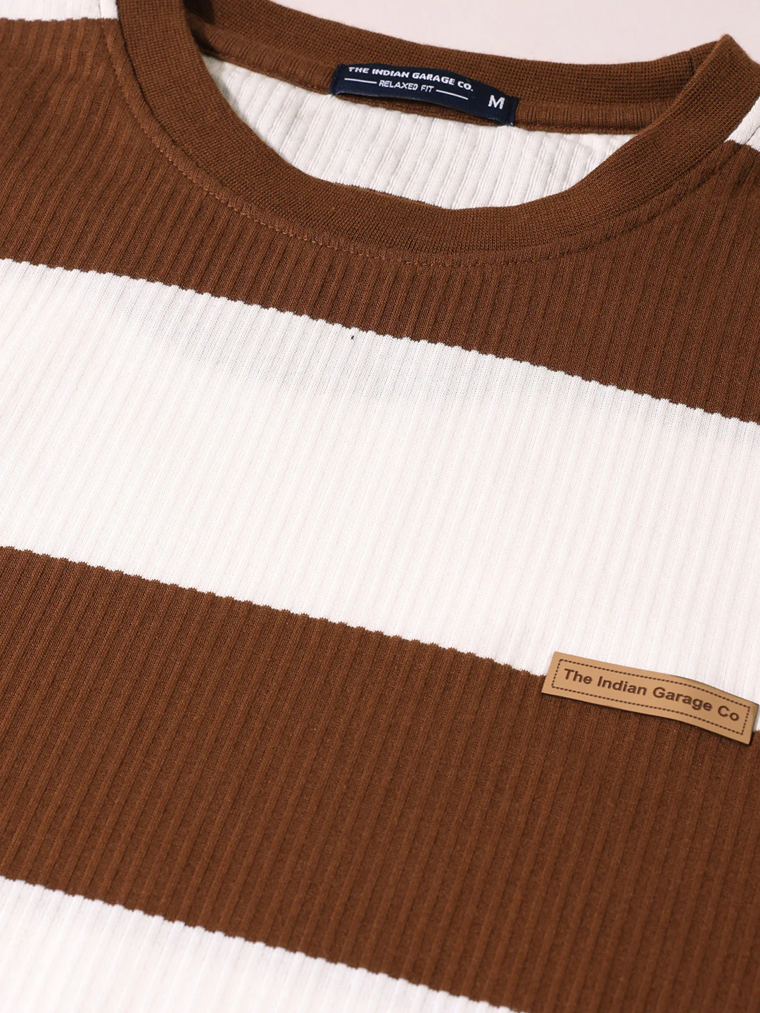 Men's Brown Relaxed Fit Solid Casual T-Shirts - Image 6