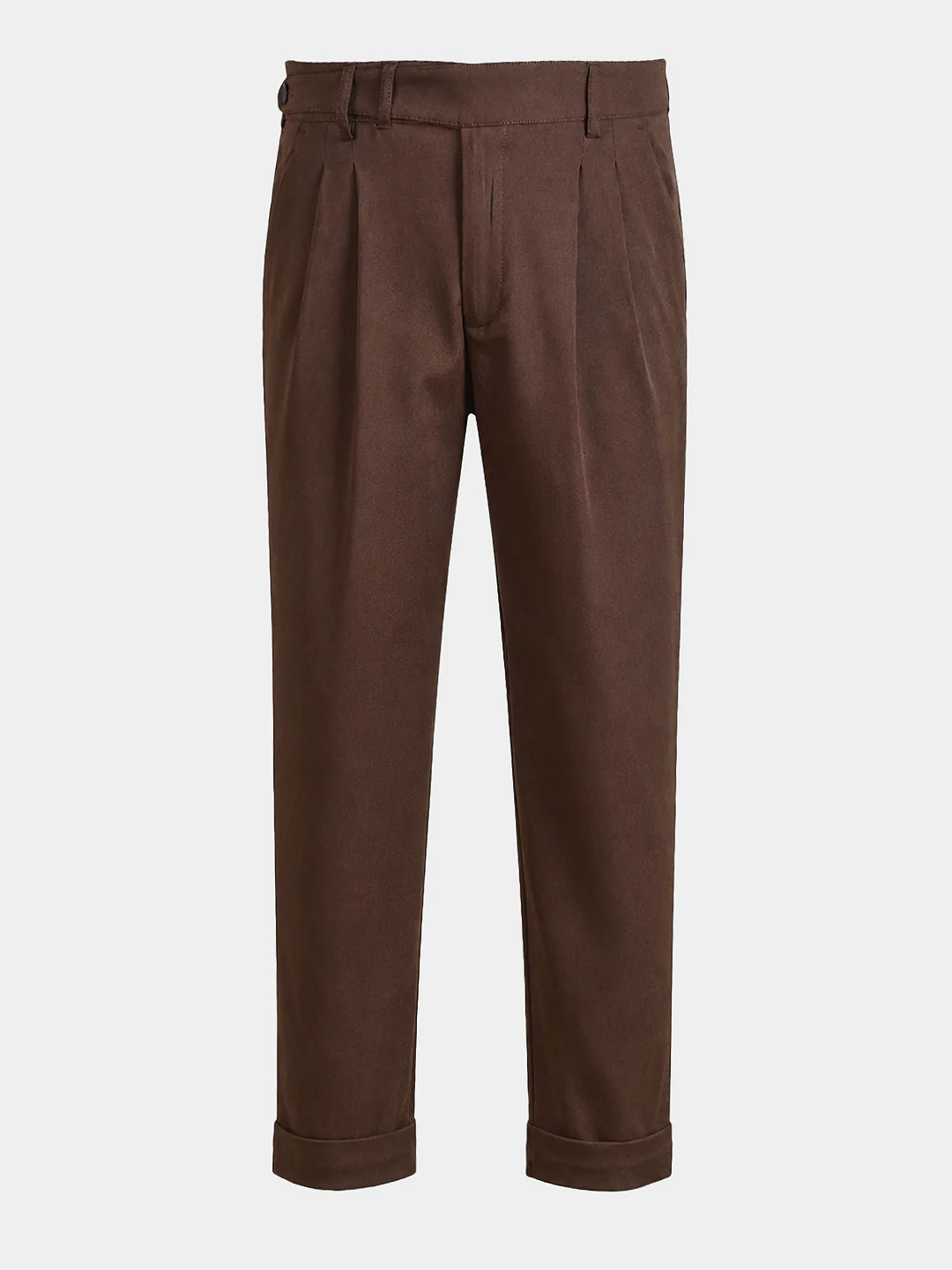 Men's Brown Relaxed Fit Solid Casual Trousers - Image 7
