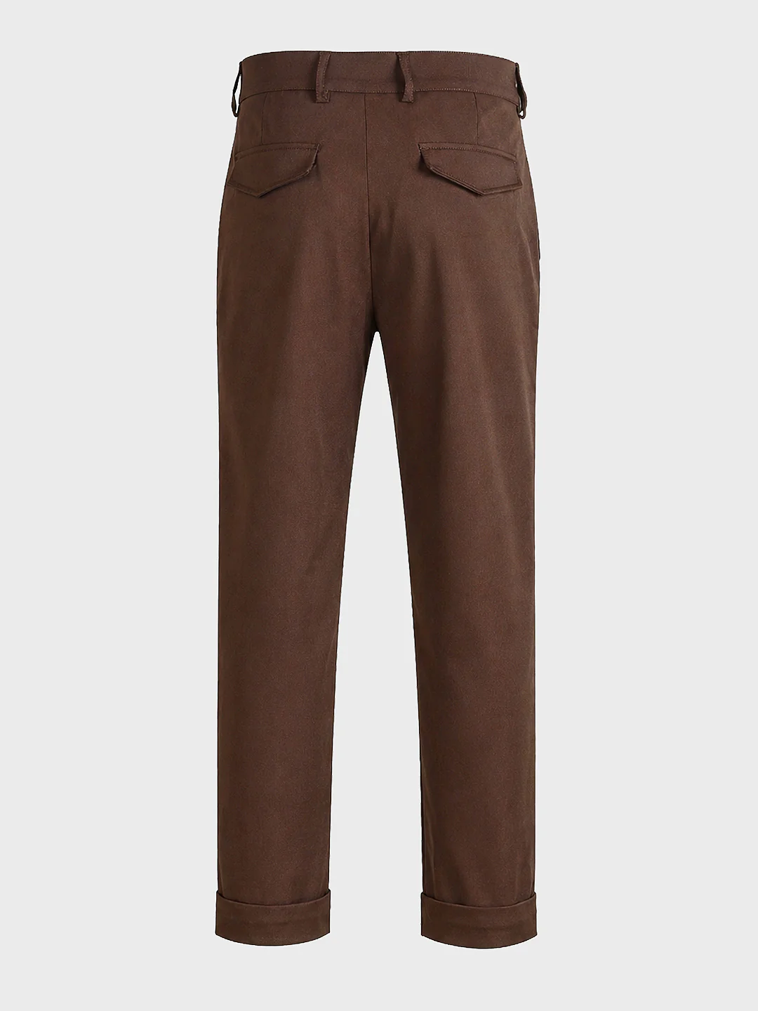 Men's Brown Relaxed Fit Solid Casual Trousers - Image 8