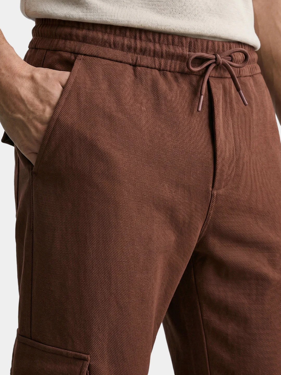 Men's Brown Relaxed Fit Solid Street Wear Joggers - Image 4
