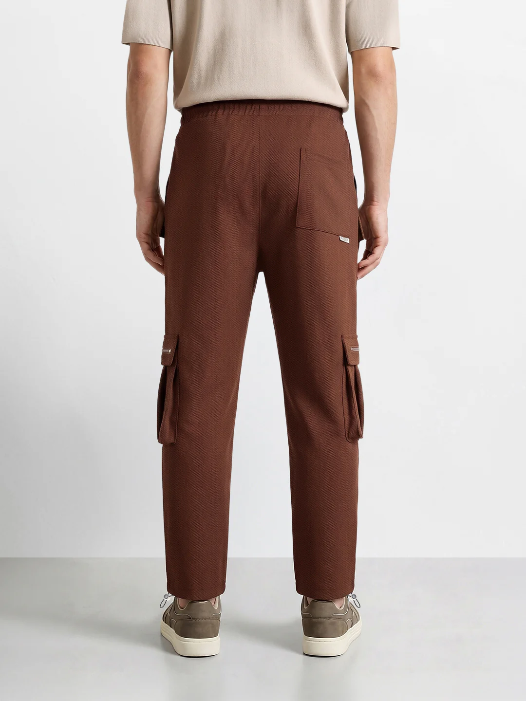 Men's Brown Relaxed Fit Solid Street Wear Joggers - Image 5