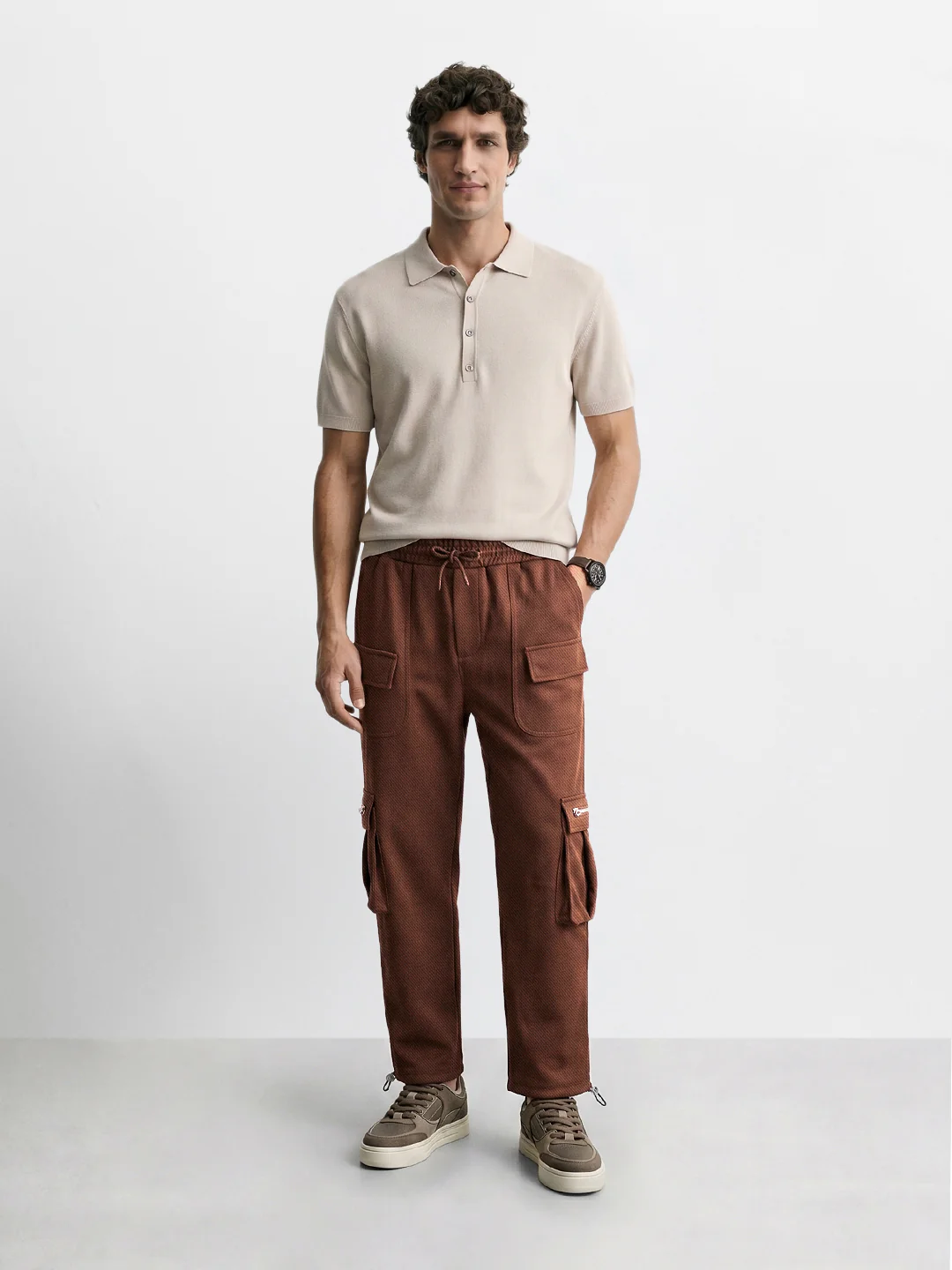 Men's Brown Relaxed Fit Solid Street Wear Joggers - Image 6
