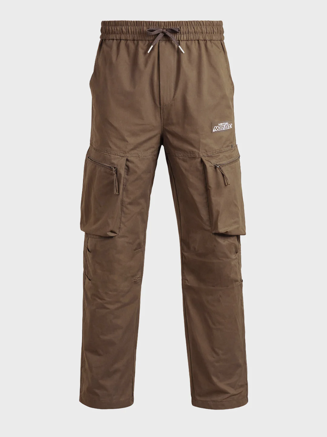 Men's Brown Relaxed Fit Solid Utility Cargo - Image 6