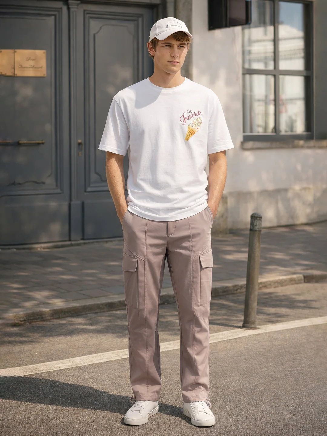 Men's Brown Relaxed Fit Solid Utility Cargo - Image 3