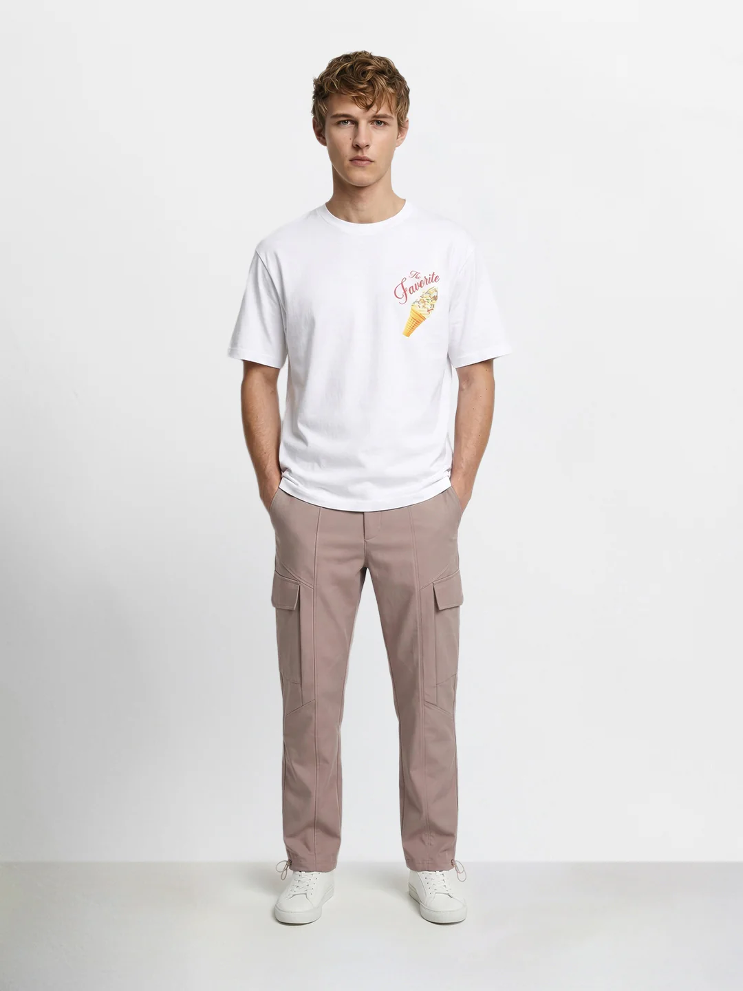 Men's Brown Relaxed Fit Solid Utility Cargo - Image 5