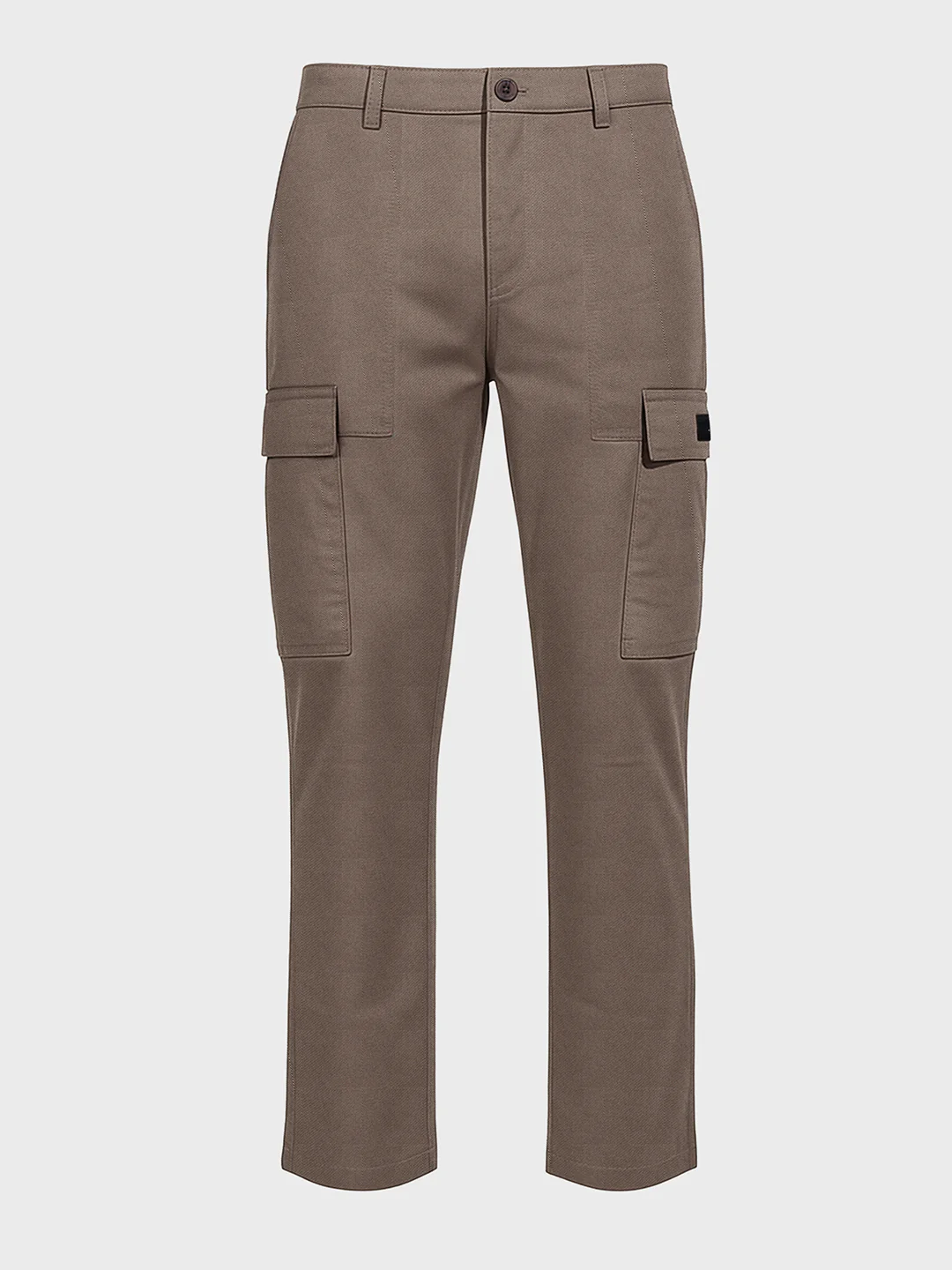 Men's Brown Relaxed Fit Solid Utility Cargo - Image 3
