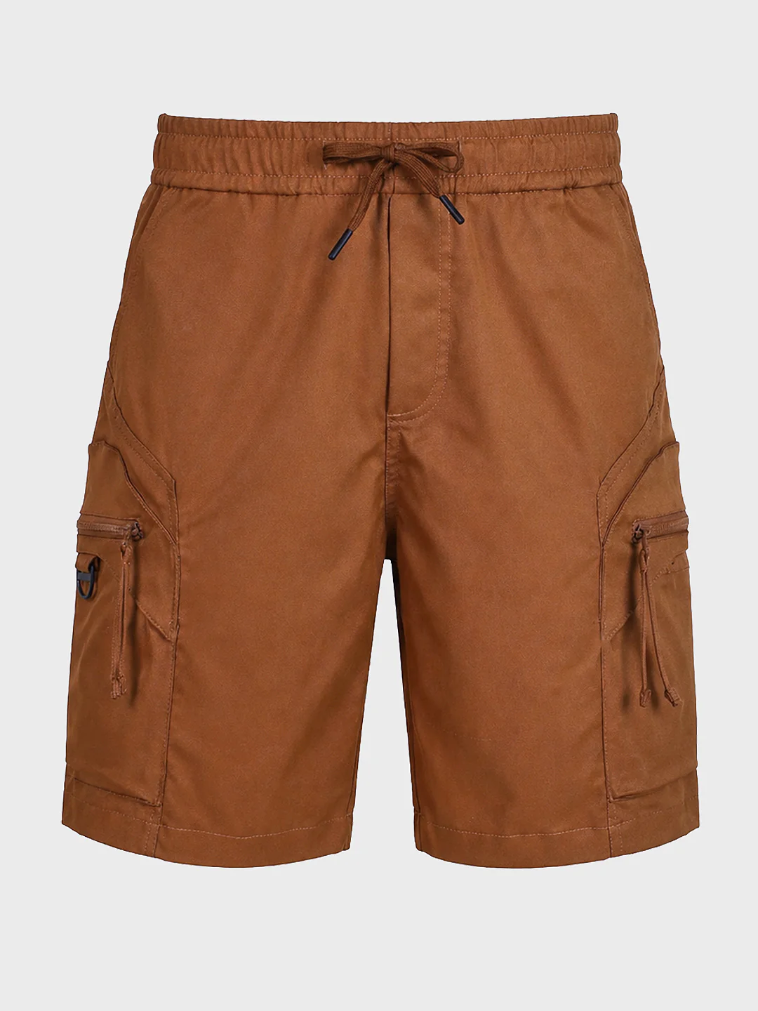 Men's Brown Relaxed Fit Solid Utility Shorts - Image 7