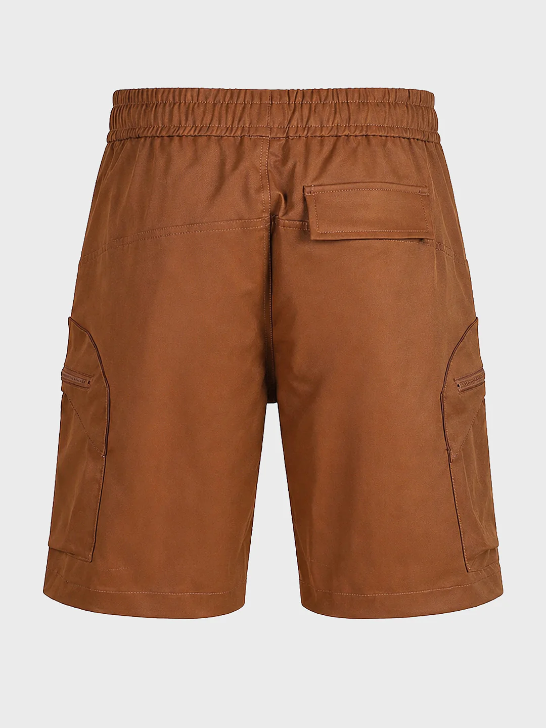 Men's Brown Relaxed Fit Solid Utility Shorts - Image 8