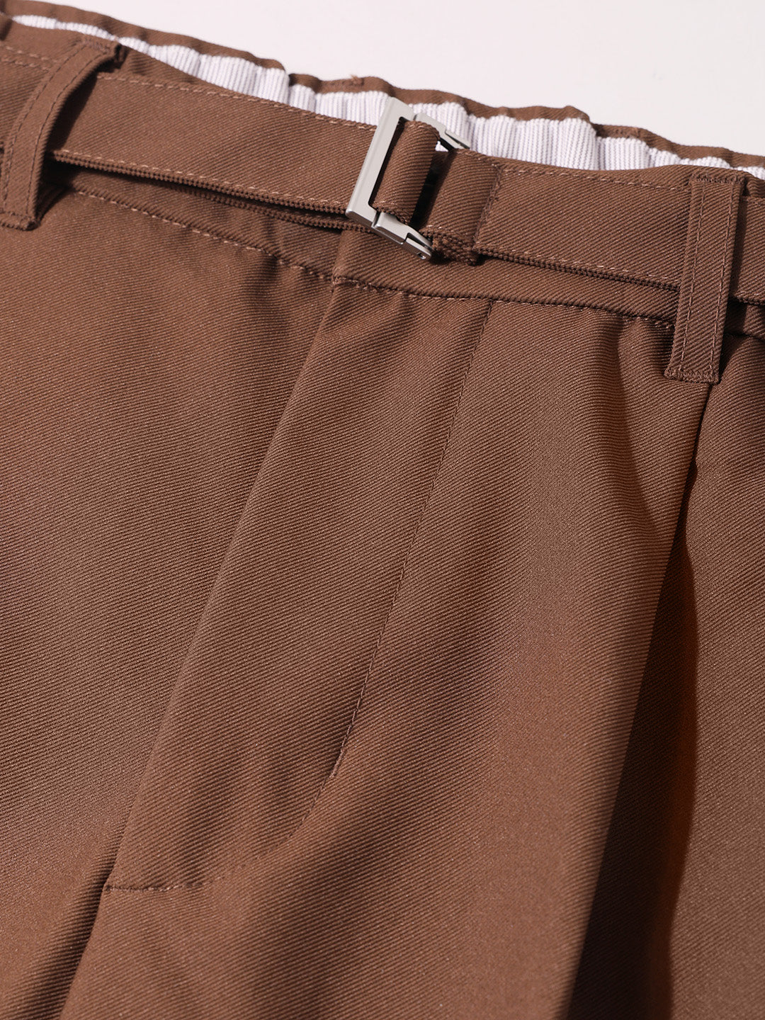 Men's Brown Relaxed Fit Solid Utility Trousers - Image 6
