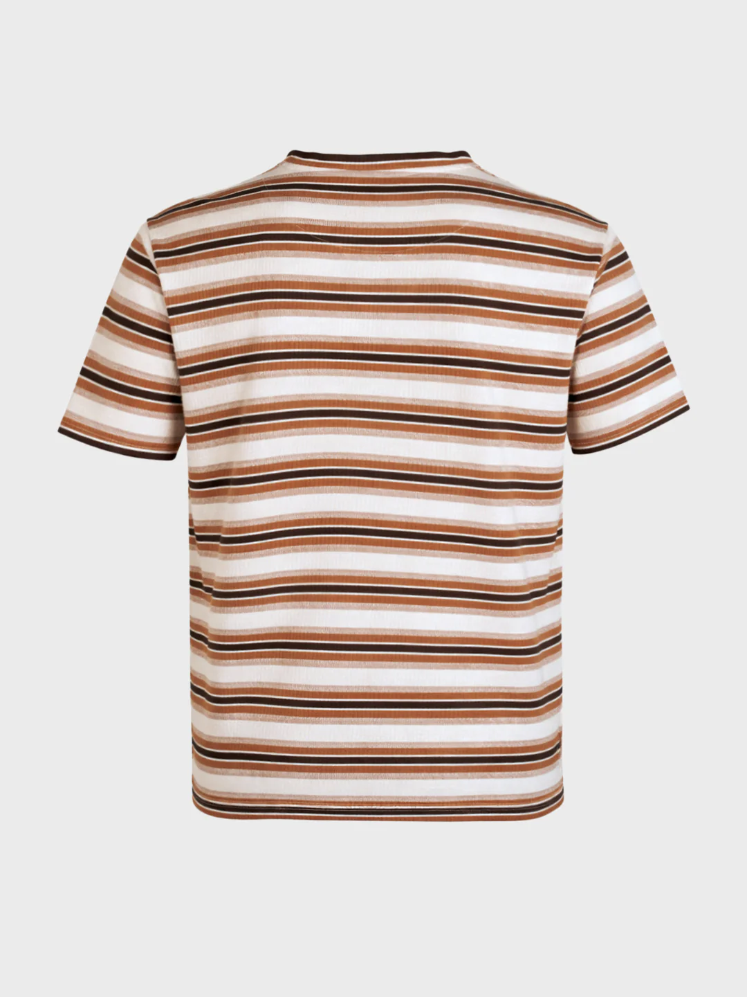 Men's Brown Relaxed Fit Striped Casual T-Shirt - Image 6