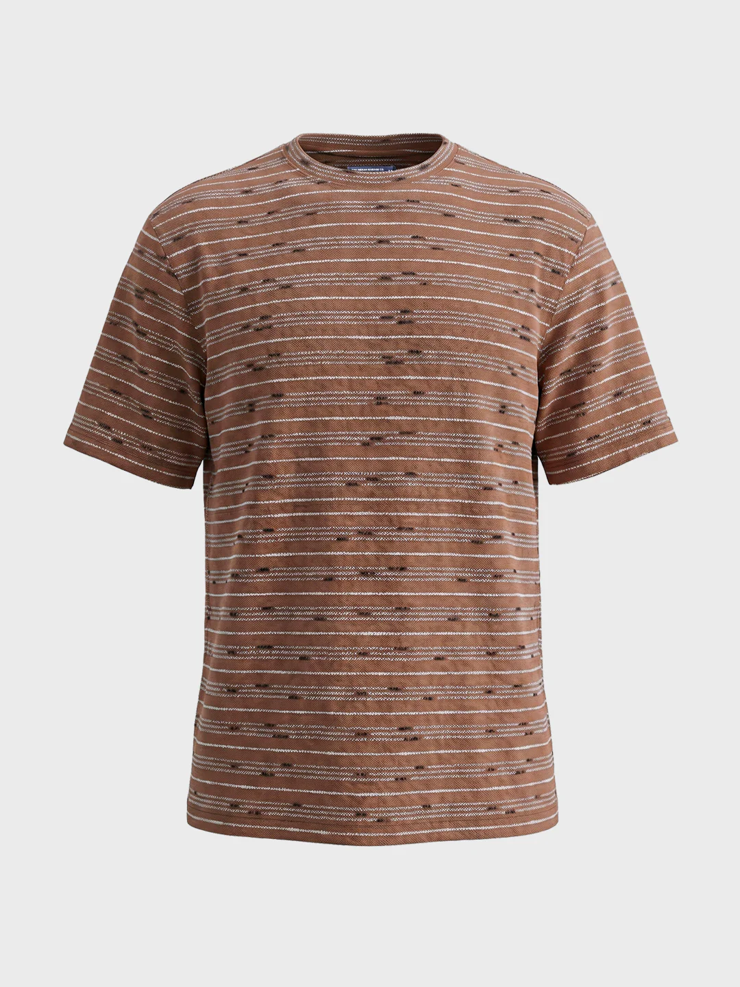 Men's Brown Relaxed Fit Striped Resort Wear T-Shirt - Image 5