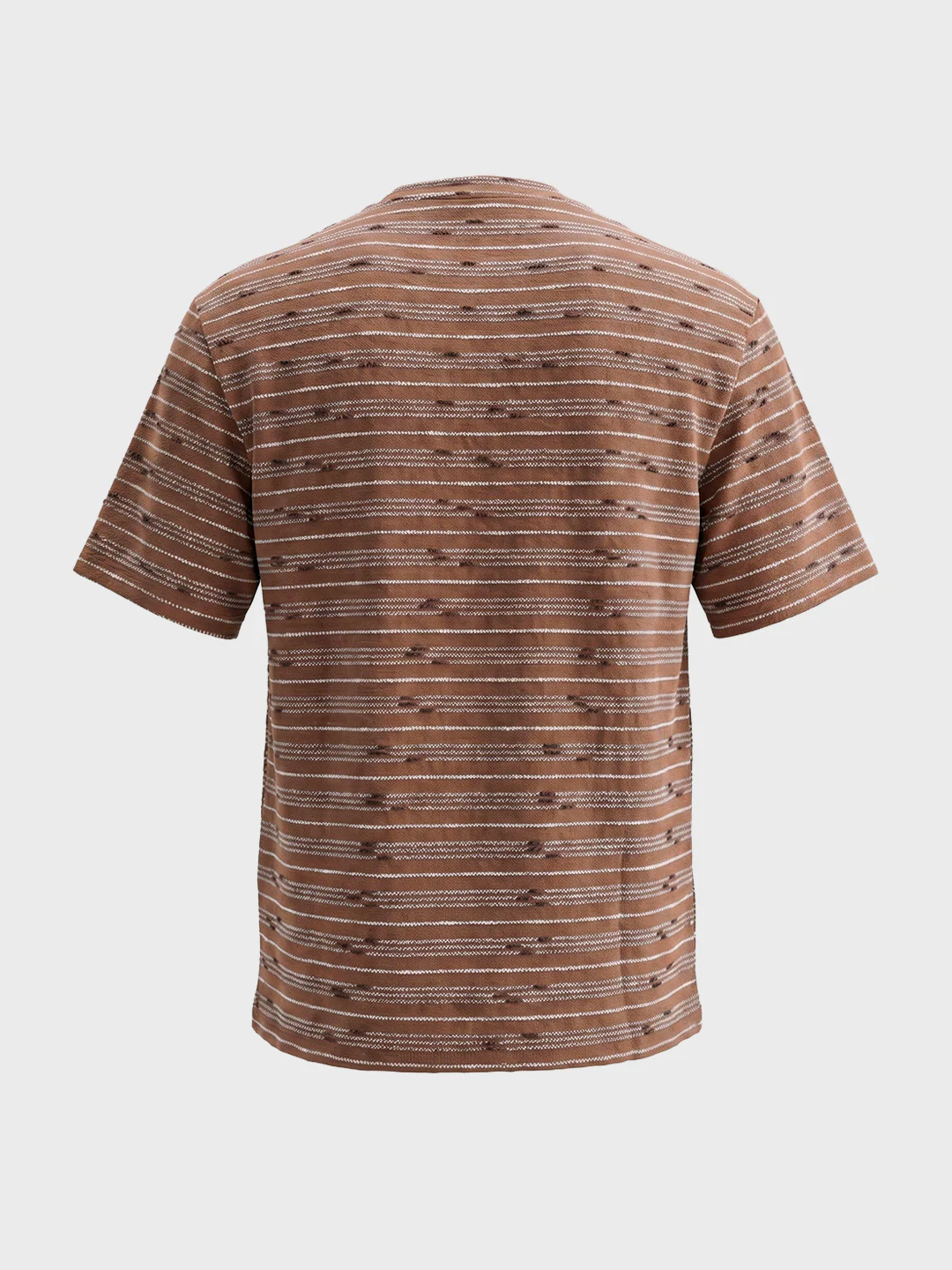Men's Brown Relaxed Fit Striped Resort Wear T-Shirt - Image 6