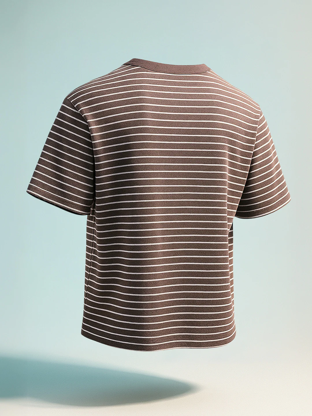Men's Brown Relaxed Fit Striped 240 GSM Street Wear T-Shirt - Image 2