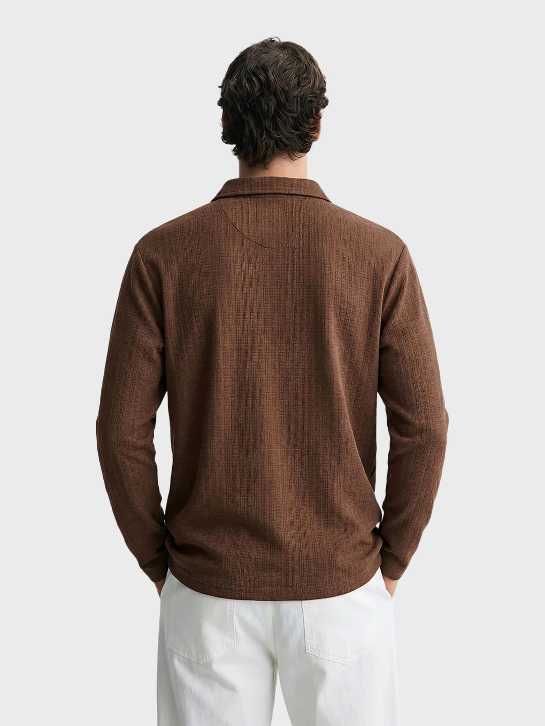 Men's Brown Relaxed Fit Textured Casual T-Shirts - Image 4