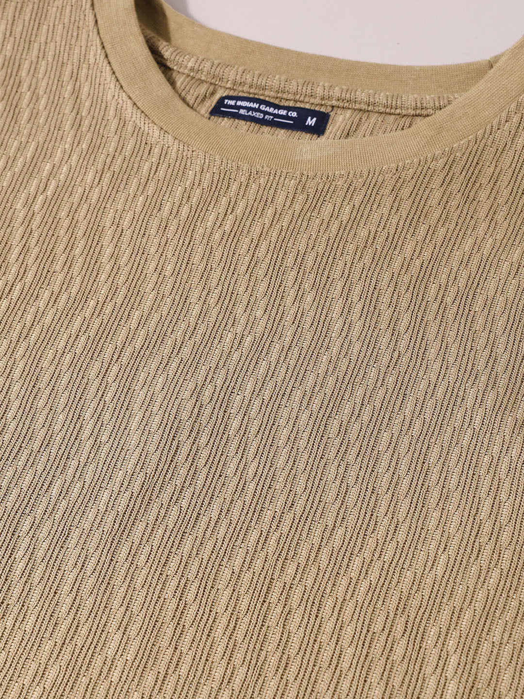 Men's Brown Relaxed Fit Textured Casual T-Shirts - Image 6