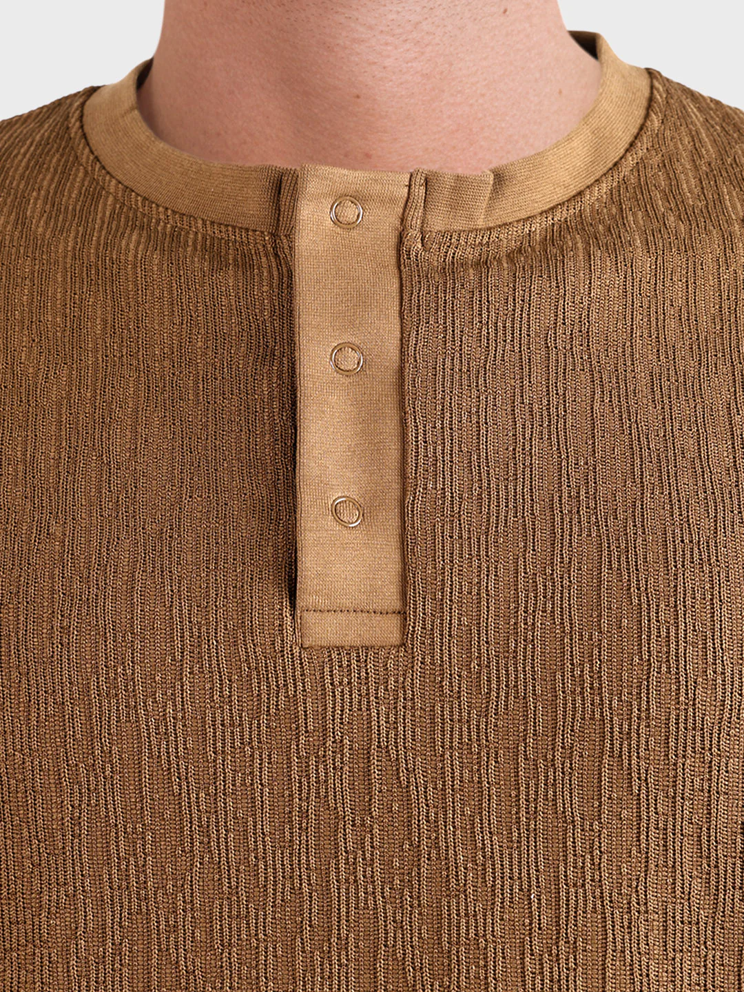 Men's Brown Relaxed Fit Solid Casual T-Shirts - Image 7