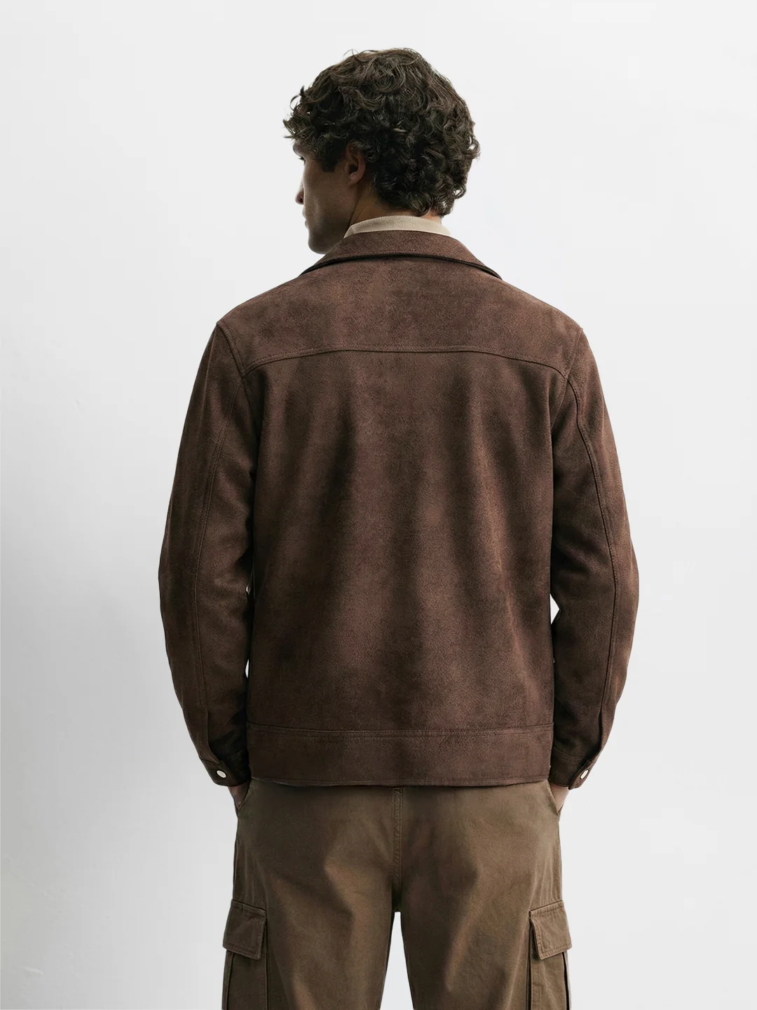 Men's Brown Slim Fit Solid Casual Trucker Jacket - Image 2