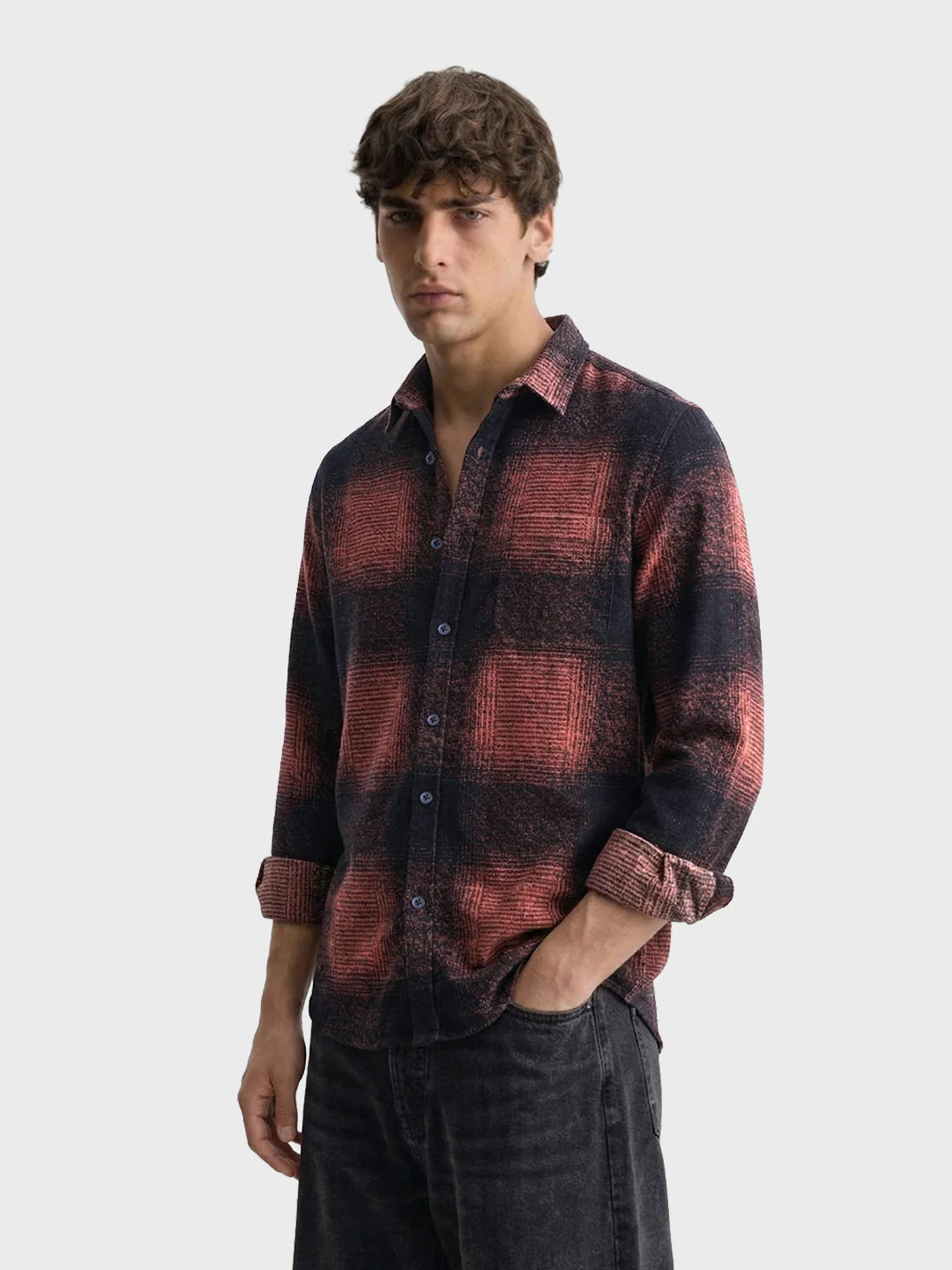 Men's Brown Slim Fit Checked Casual Shirt - Image 4