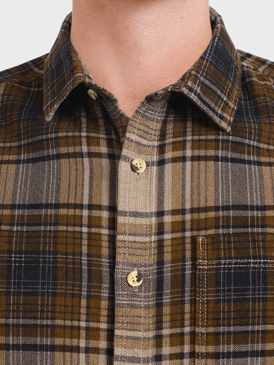 Men's Brown Slim Fit Checked Casual Shirt - Image 3