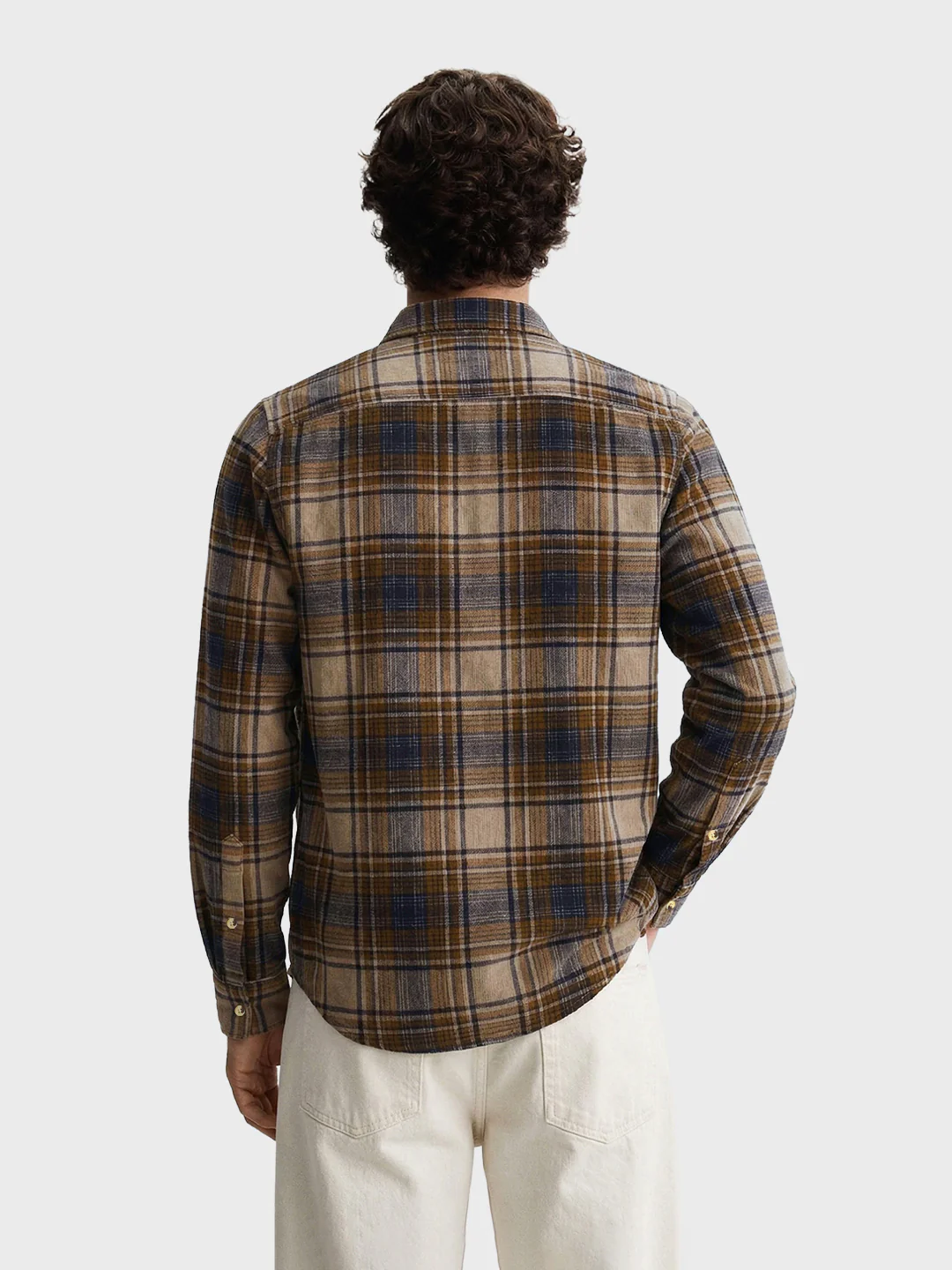 Men's Brown Slim Fit Checked Casual Shirt - Image 5