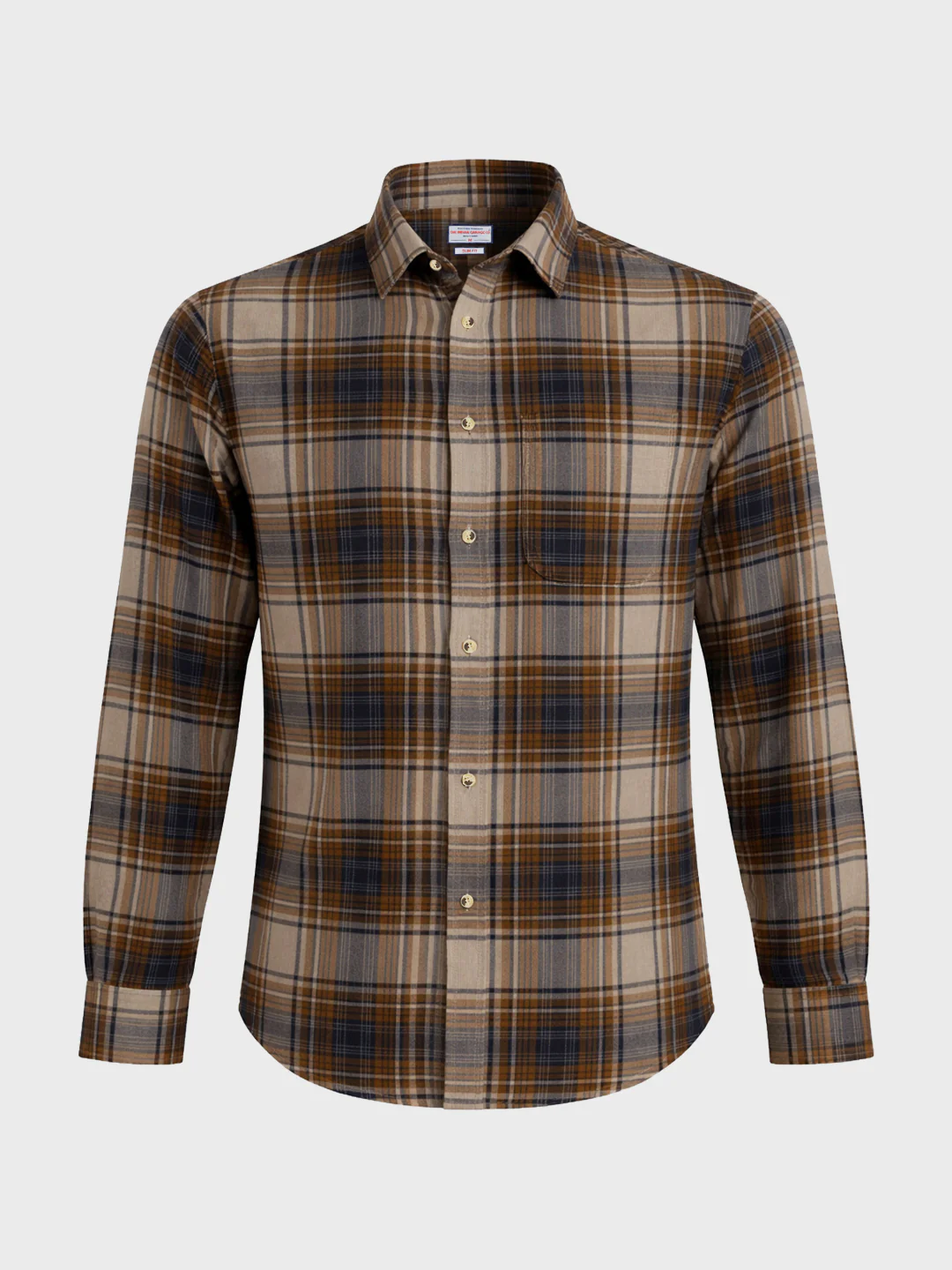 Men's Brown Slim Fit Checked Casual Shirt - Image 6