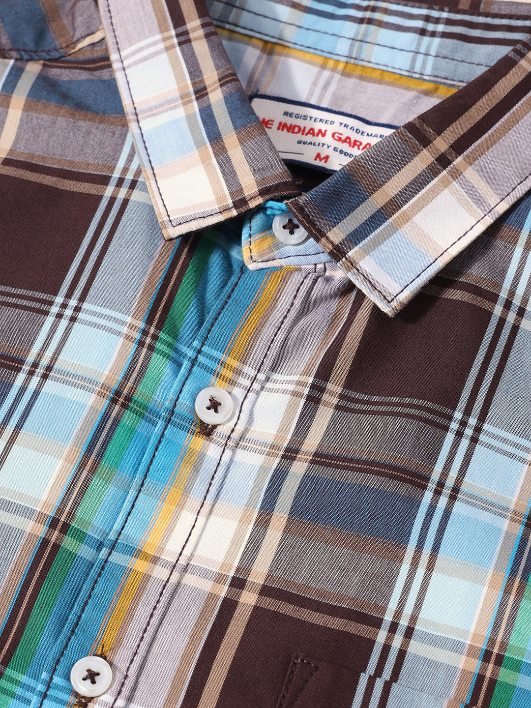 Men's Brown Slim Fit Checked Casual Shirt - Image 3