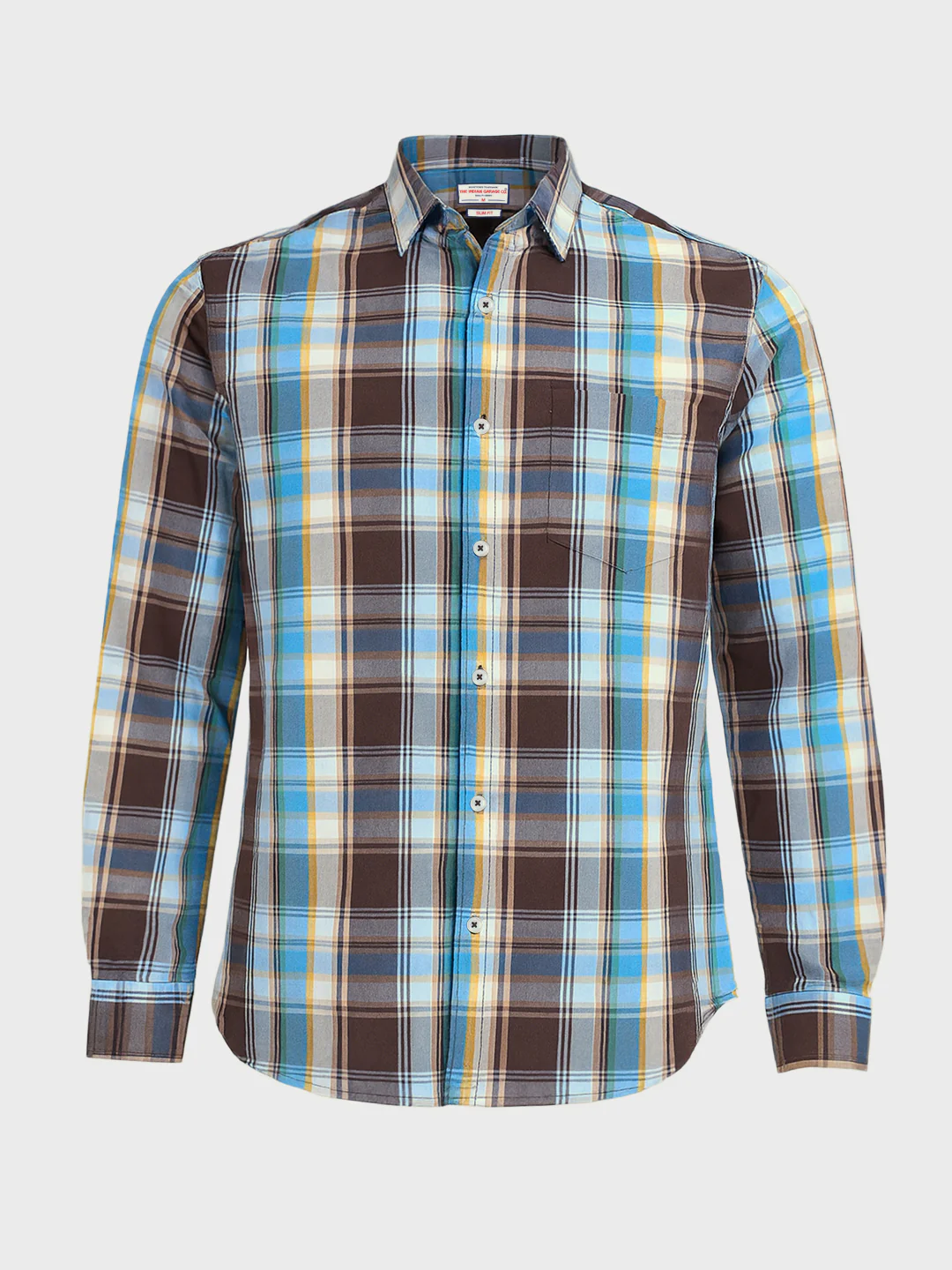Men's Brown Slim Fit Checked Casual Shirt - Image 4