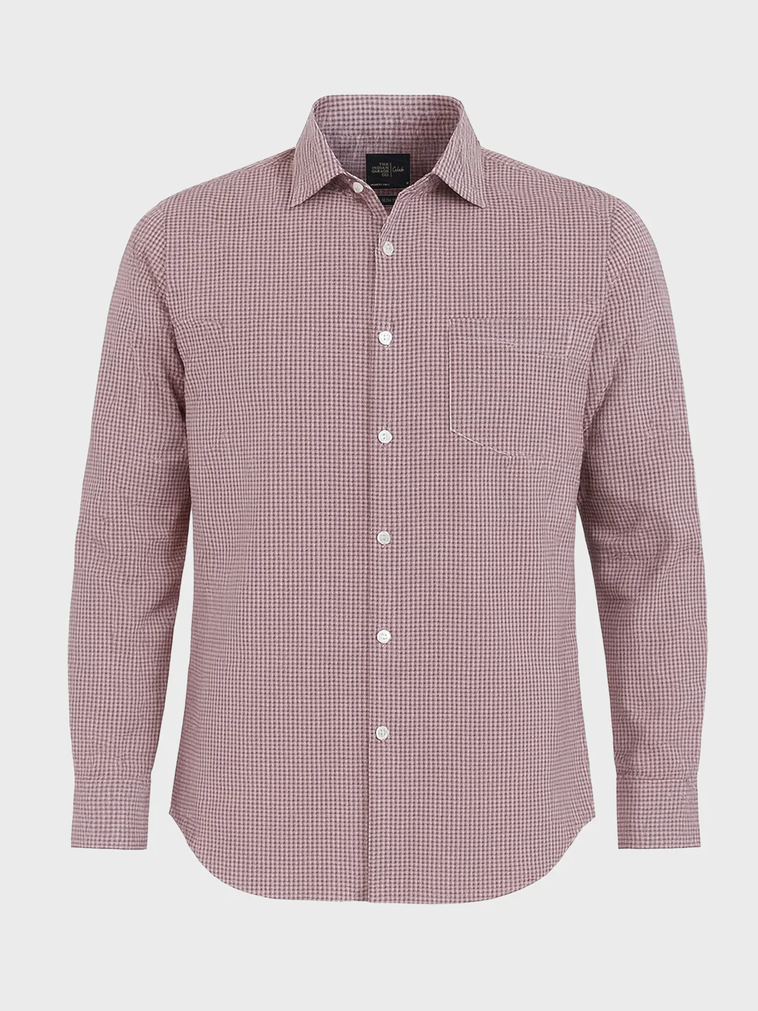 Men's Brown Slim Fit Checked Formal Shirt - Image 4