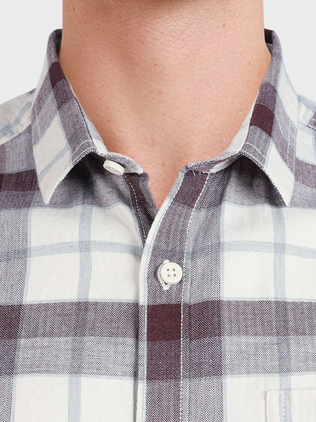 Men's Brown Slim Fit Checkered Casual Shirt - Image 3