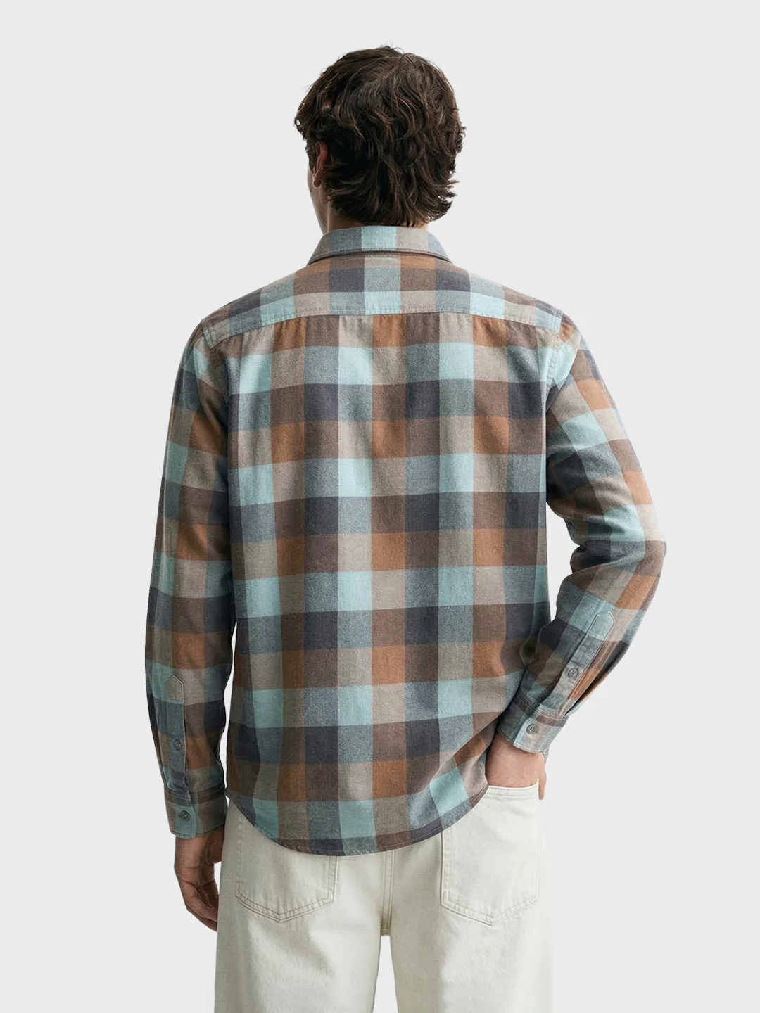Men's Brown Slim Fit Checkered Casual Shirt - Image 5