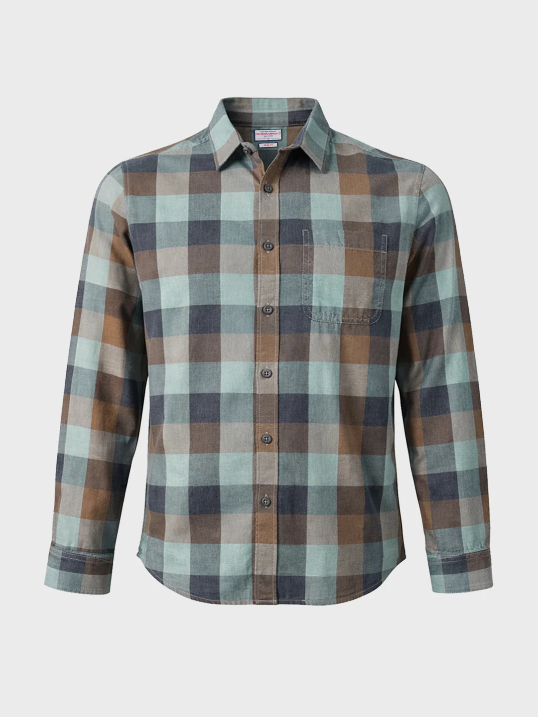 Men's Brown Slim Fit Checkered Casual Shirt - Image 6